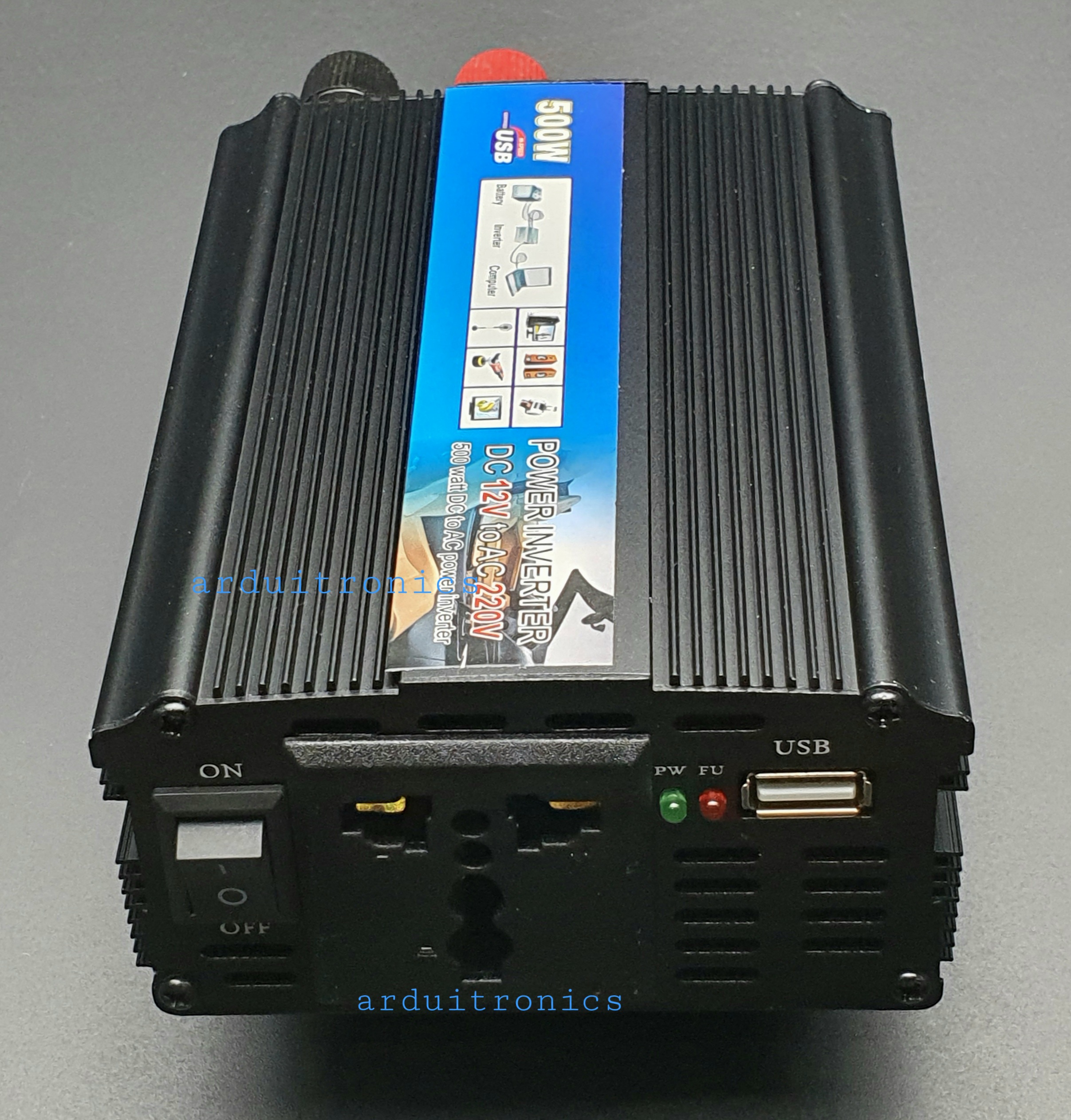 DC to AC Power Inverter 500W 12VDC to 220VAC 50 Hz (modified Sine Wave) สีดำ