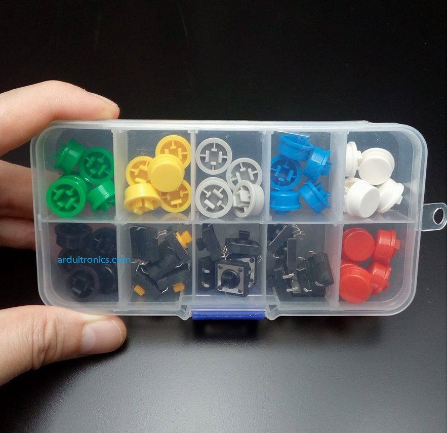 B3F-4055 Key Touch Switch (12x12x7.3mm) with A24 Button Cap (มาพร้อมกล่องพลาสติกใส)