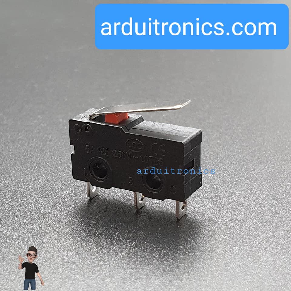 Micro Switch ไมโครสวิตช์แบบปลายก้านเรียบตรง (ก้านยาว 1.5cm) Limit Switch MicroSwitch