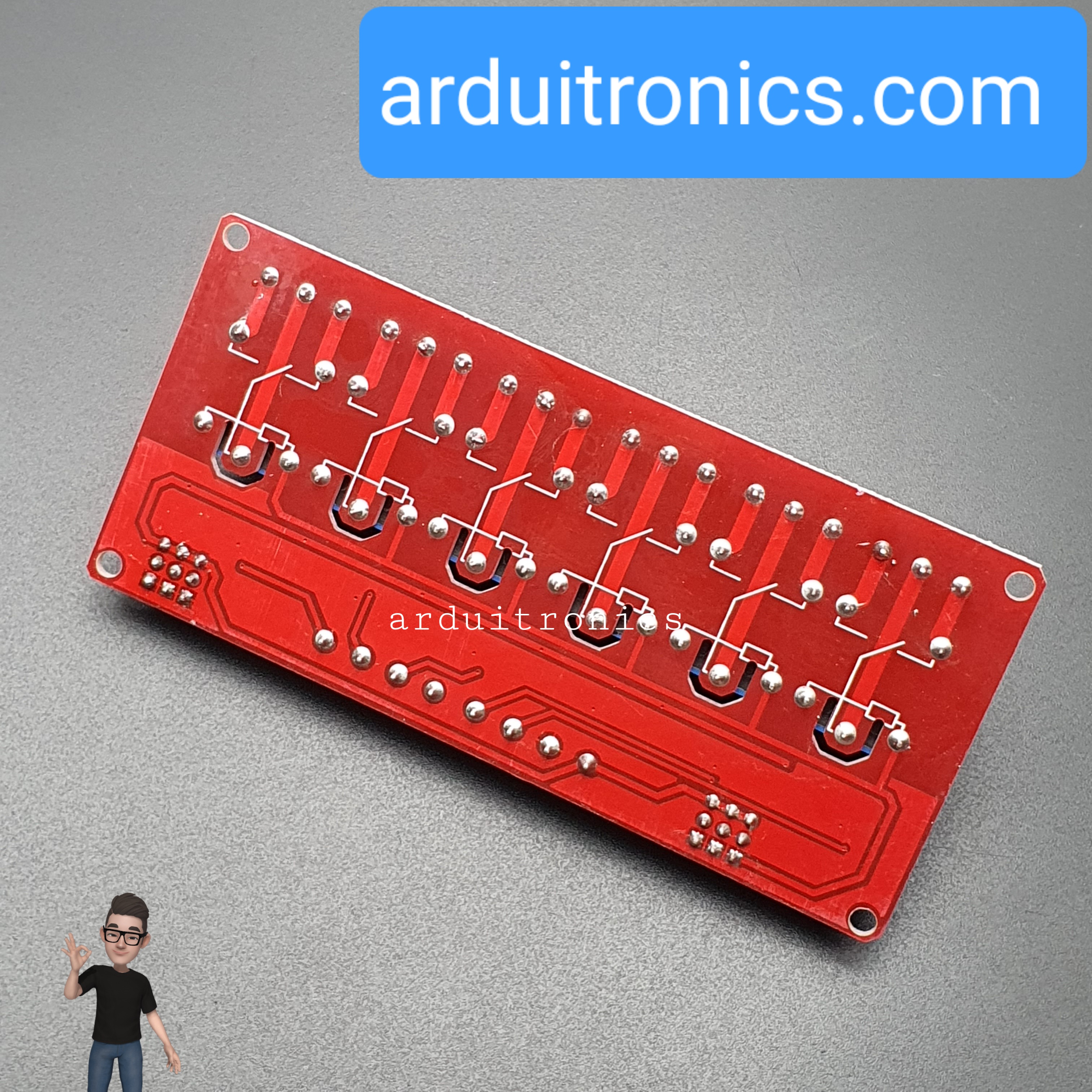 6 Channel Relay Module High/Low Level Trigger (12V) - Red PCB