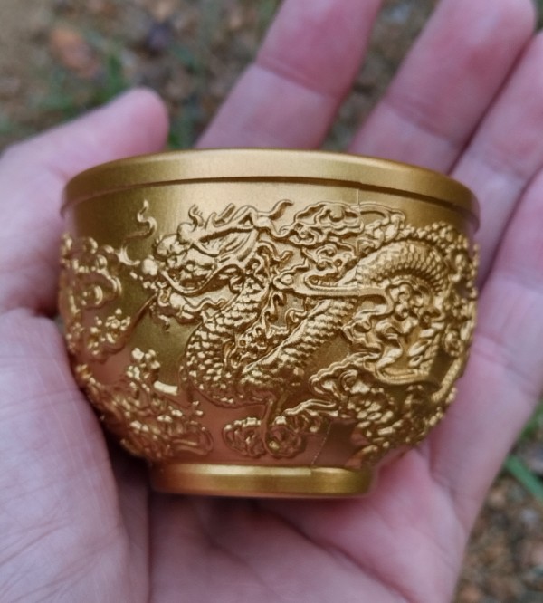 ถ้วยมังกรและฟีนิกซ์ ทองเหลือง 4.5x6cm