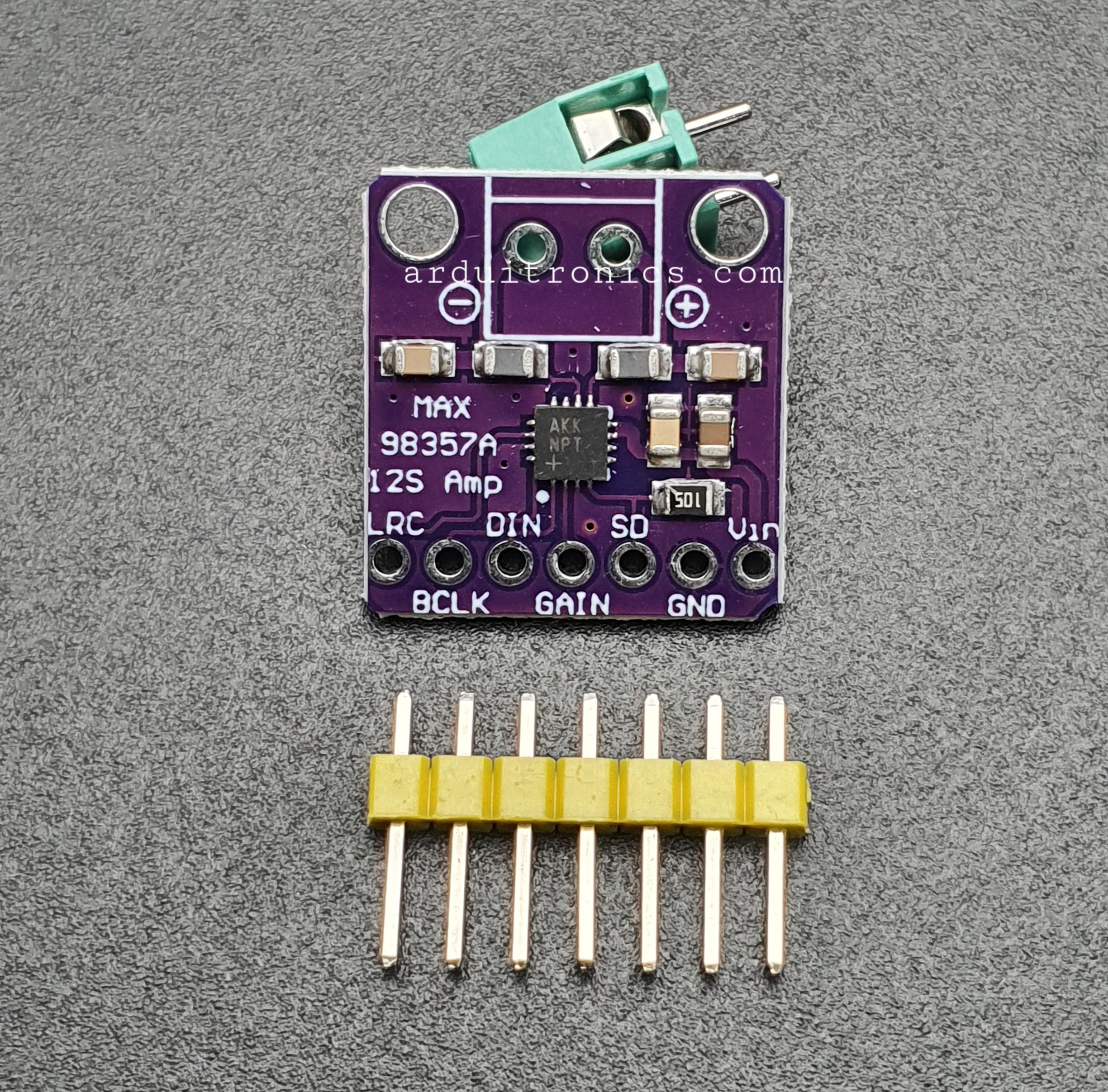 MAX98357 Amplifier Breakout Interface I2S Class D Module For ESP32 Raspberry Pi (แบบยังไม่ได้บัดกรี) PCB สีม่วง