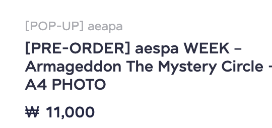 aespa - aespa WEEK – Armageddon : The Mystery Circle MD - A4 Photo แบบ ningning