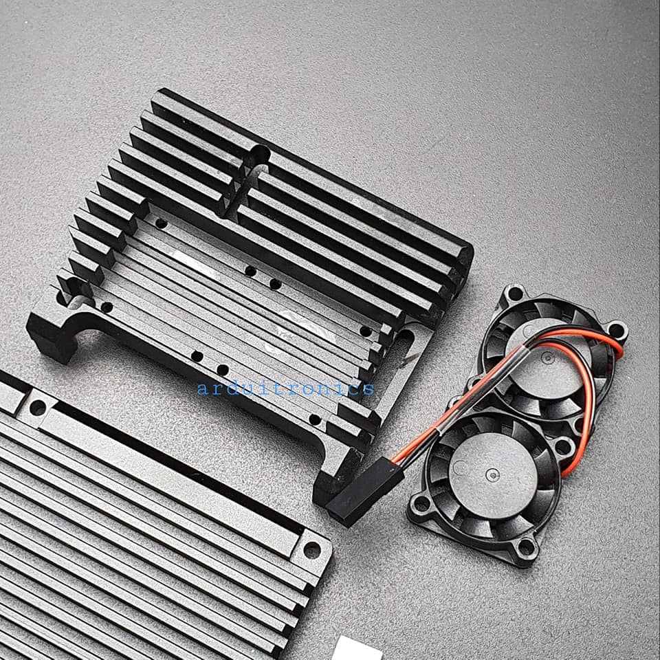 Aluminium Case for Raspberry Pi 4 with Dual Fan (Black)