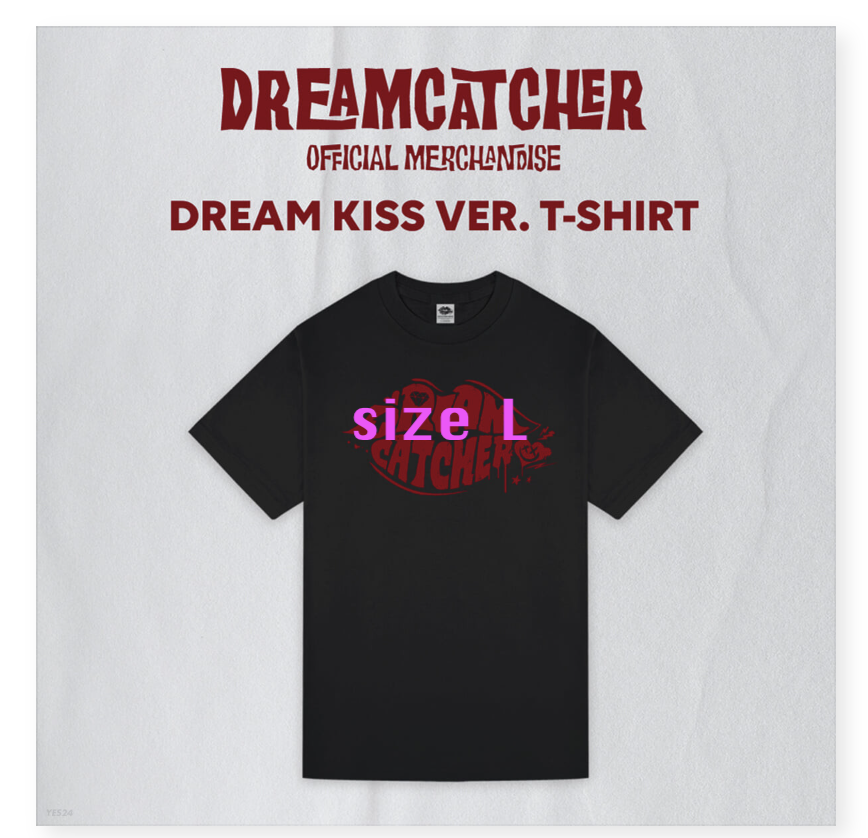 DREAMCATCHER - OFFICIAL MERCHANDISE - T-SHIRT เสื้อ แบบ DREAM KISS Ver. ขนาด size L - ส่ง เรือ