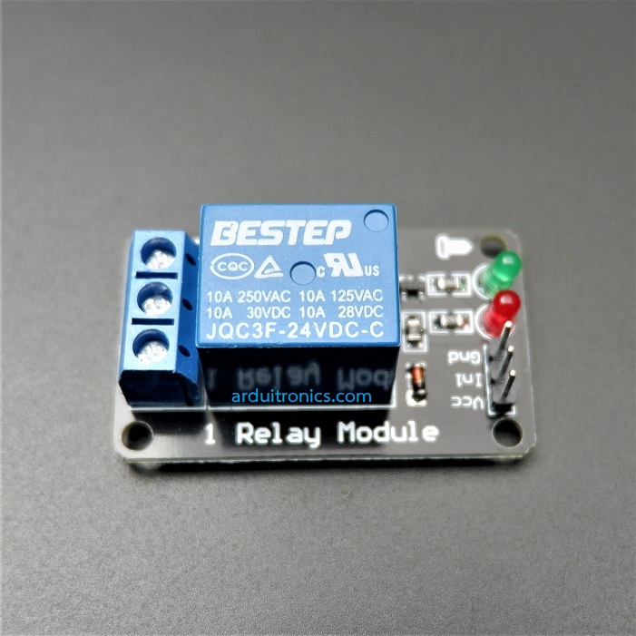 24V 1 Channel Relay Low-Level Trigger Relay Module (with LED - PCB สีดำ มีช่องสกรูให้ยึด)