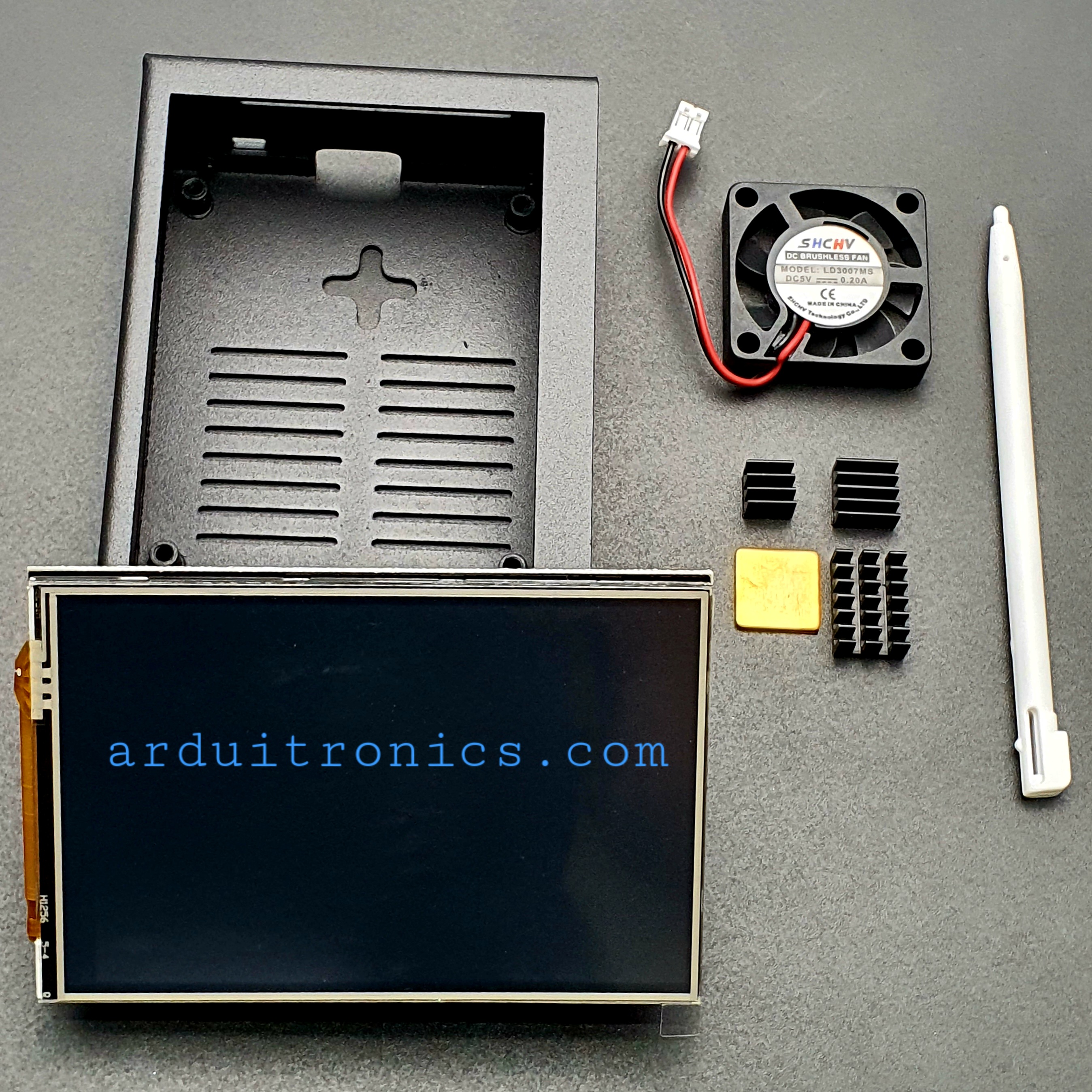 Raspberry Pi 3.5 inch LCD Color Touchscreen with Fan + 4B Metal shell + Heat sink