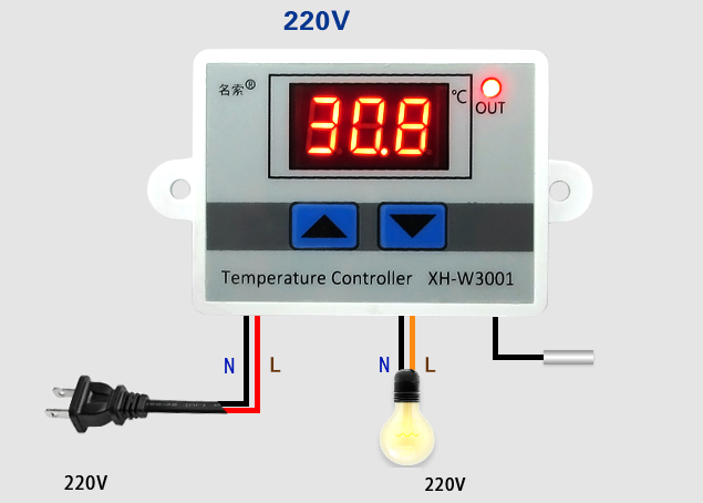 Digital Temperature Controller Thermostat Switch Probe 220V 1500W (XH-W3001)