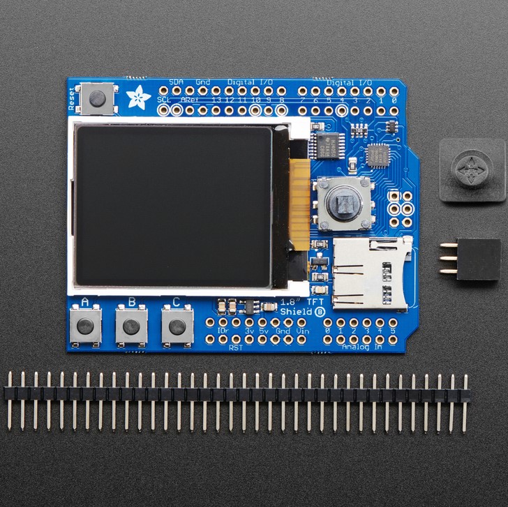 Adafruit 1.8" Color TFT Shield w/microSD and Joystick - v 2 (Adafruit)