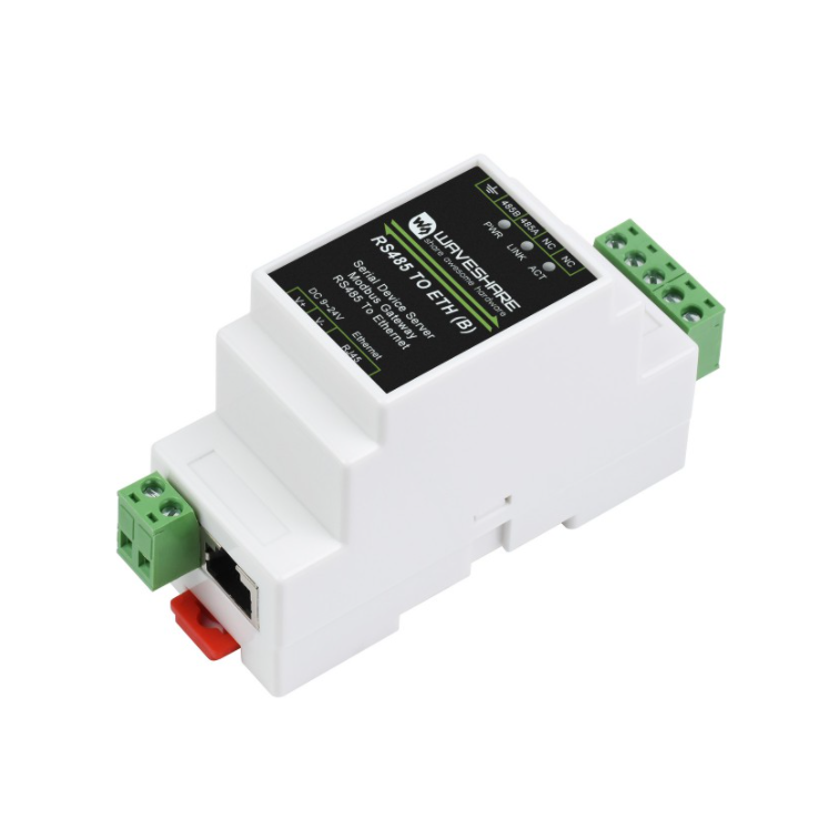 Industrial Serial Server, RS485 to RJ45 Ethernet, TCP/IP to Serial, Rail-Mount Support (ของแท้จาก Waveshare)