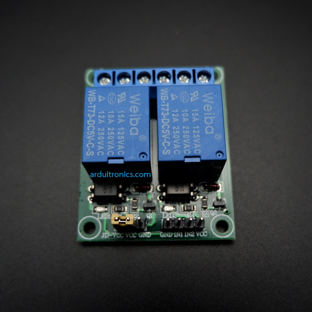 2 Channel Relay (Opto-Isolated) - Active Low 5V 10A (PCB สีเขียว)