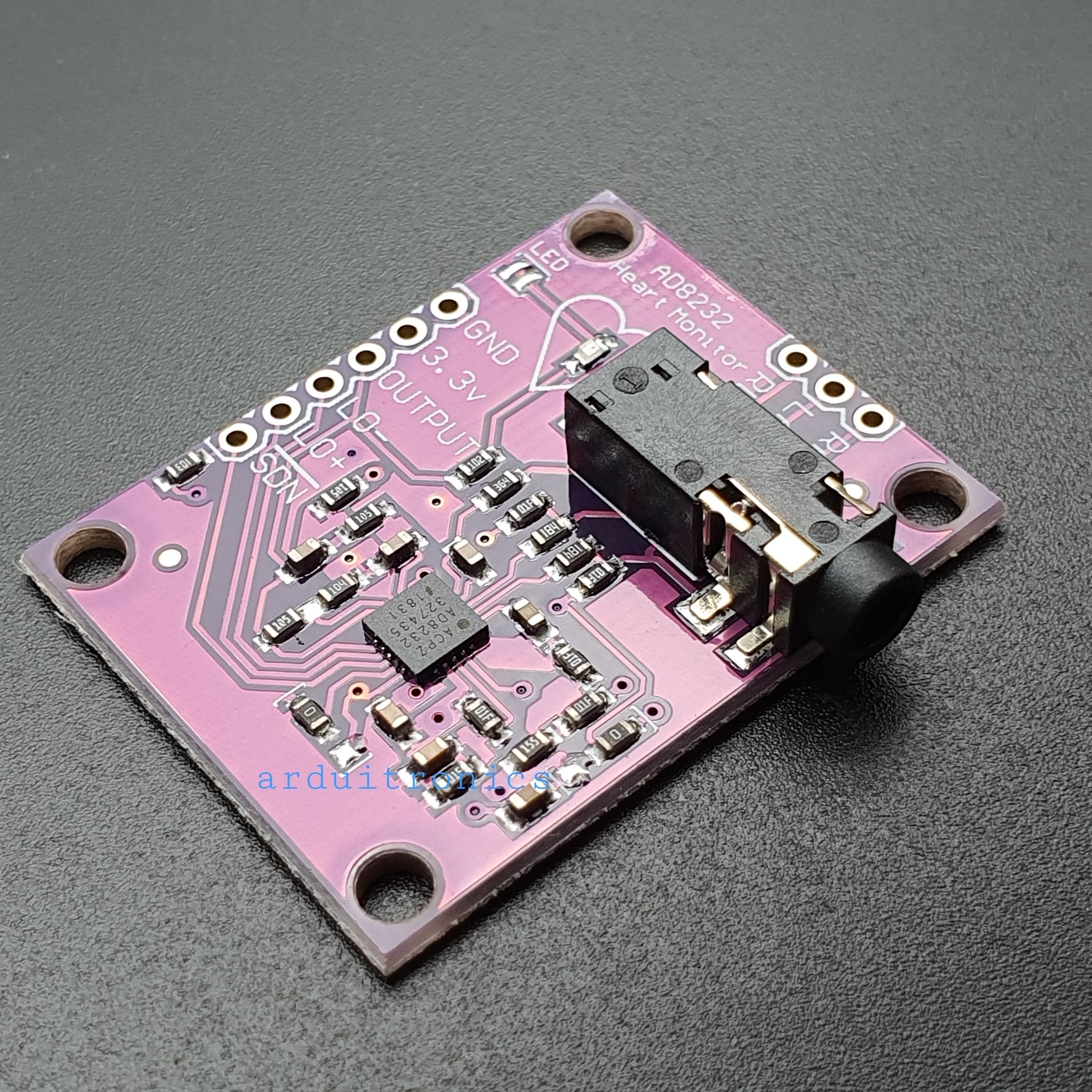 AD8232 Breakout (PCB สีม่วง) for Electrocardiogram (ECG) Heart Rate Monitor (ยังไม่บัคกรี)