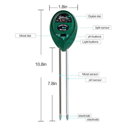 3-in-1 Soil Meter (pH, Moisture, Light)