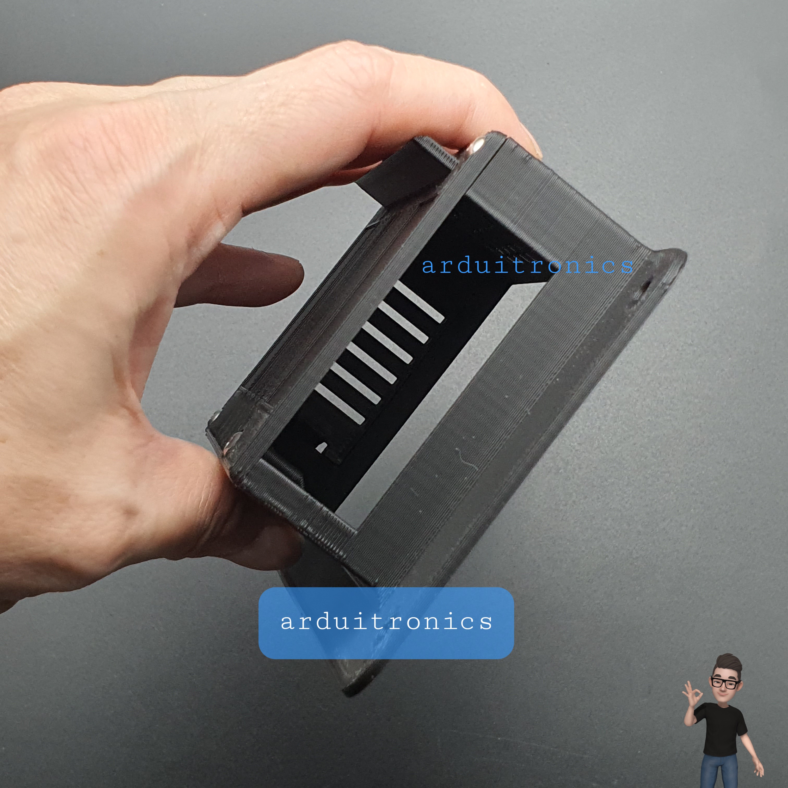 3D Printed Screen Case (Black) for Raspberry Pi Official 7 inch LCD Touchscreen