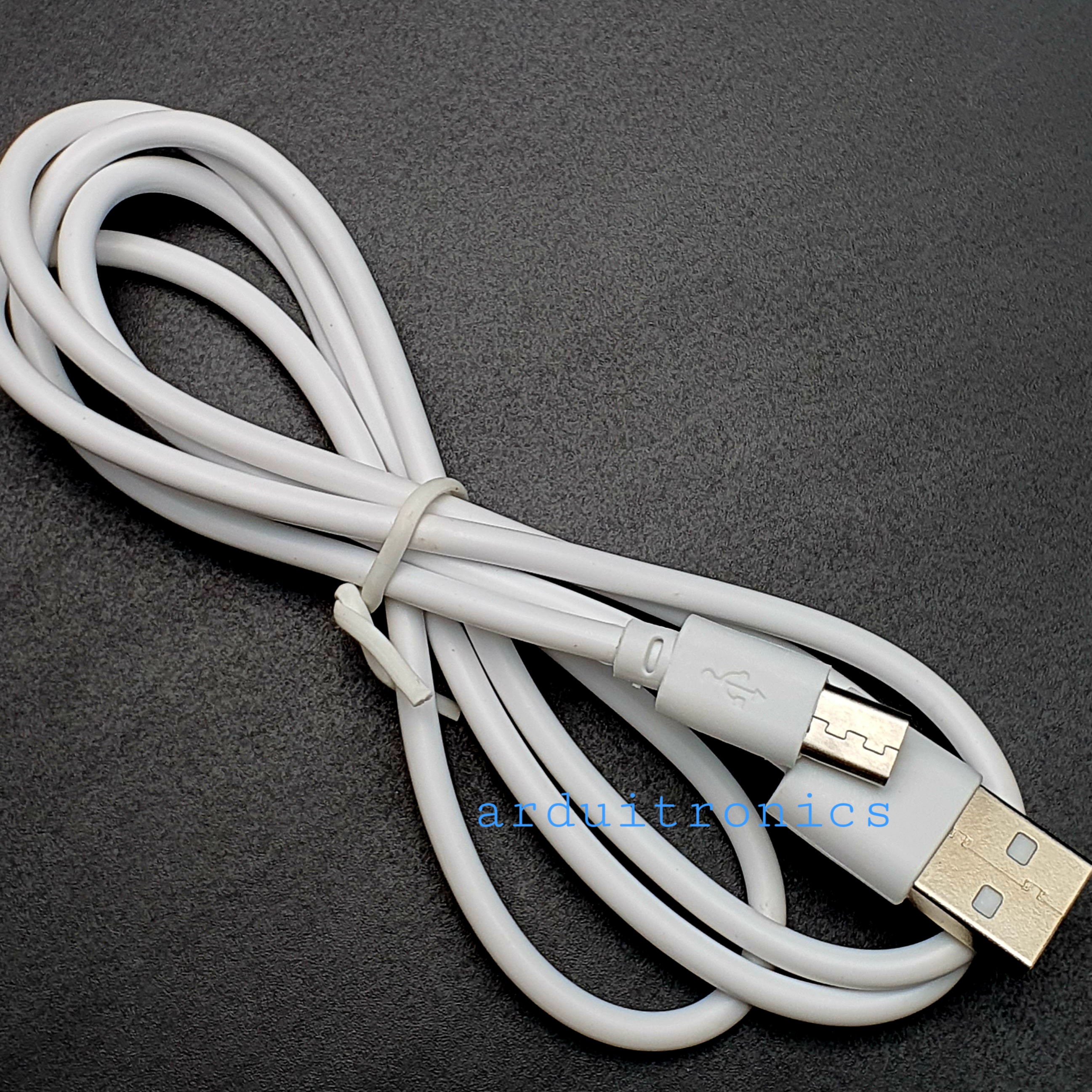 Micro USB Cable สายชาร์จ Data Cable สีขาว หัวยาว 8มม สายยาว1เมตร