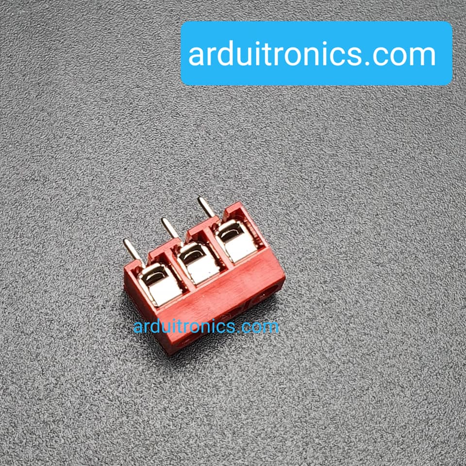 Screw Terminal Block 3 Pin Connector 5mm Pitch (Red) คอนเน็คเตอร์แบบสกรูหมุน 3 ขา สีแดง ระยะห่างระหว่างขา 5 มม. (จำนวน 1 ชิ้น)