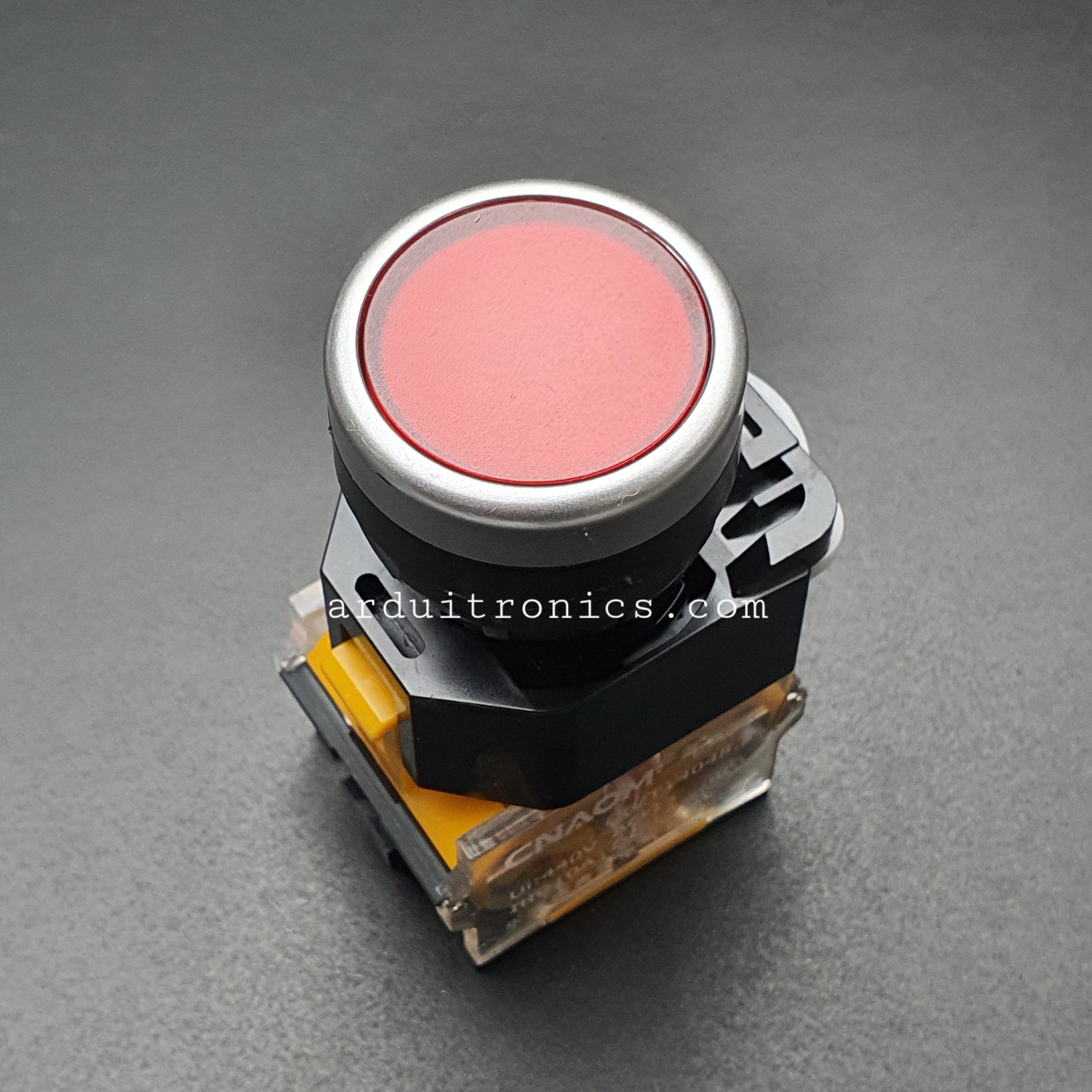 LA38-11T สวิตซ์ ปุ่มกด สำหรับตู้คอนโทรล Industrial Push Button Reset กดติดปล่อยดับ อัตโนมัติรีเซ็ต NO/NC 22mm 220V 10A สีแดง