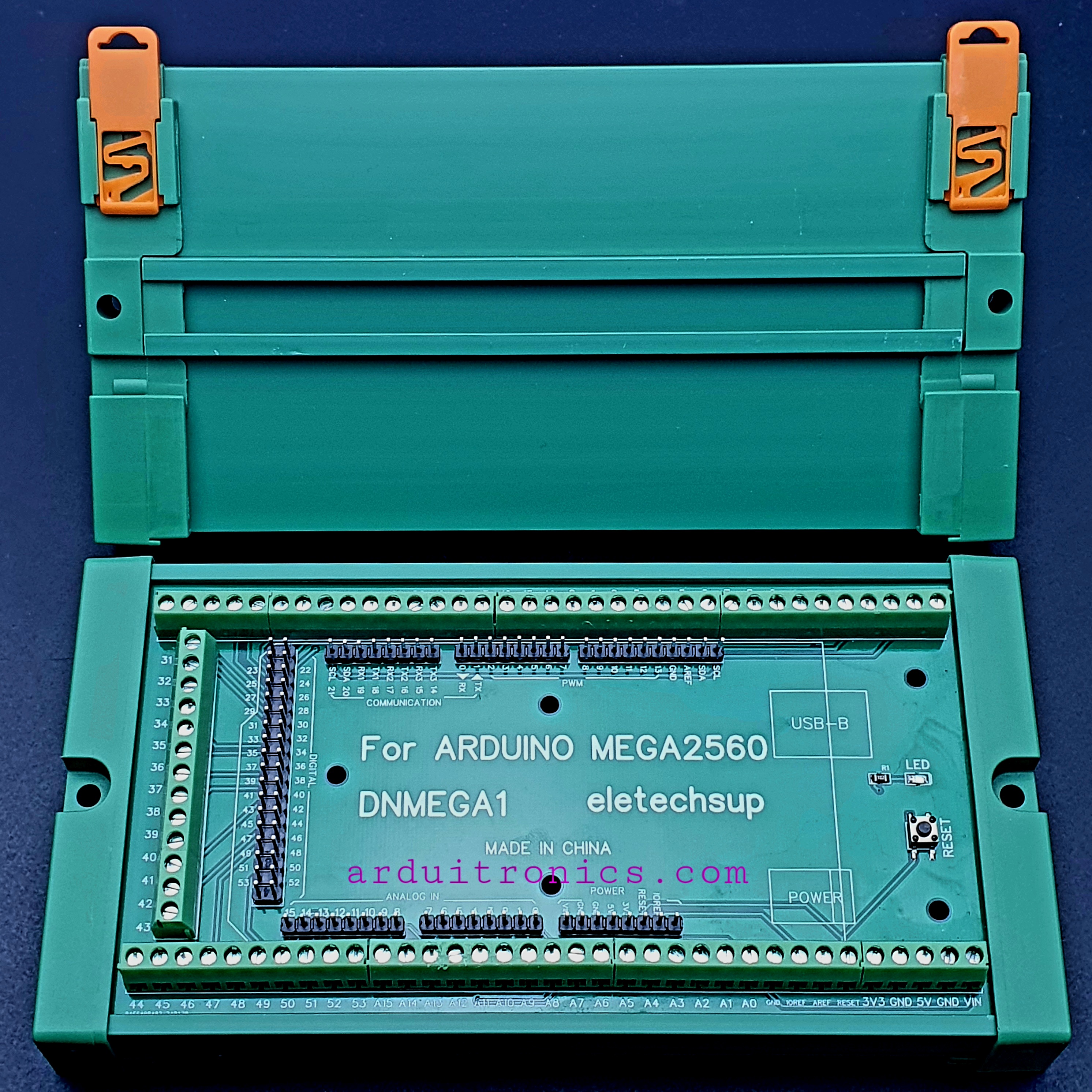 DNMEGA1 DIN โมดูล บล็อกอะแดปเตอร์ขั้วต่อแบบสกรูรางติดตั้งสำหรับ MEGA2560 Arduino R3 ATMega2560 Dev Board
