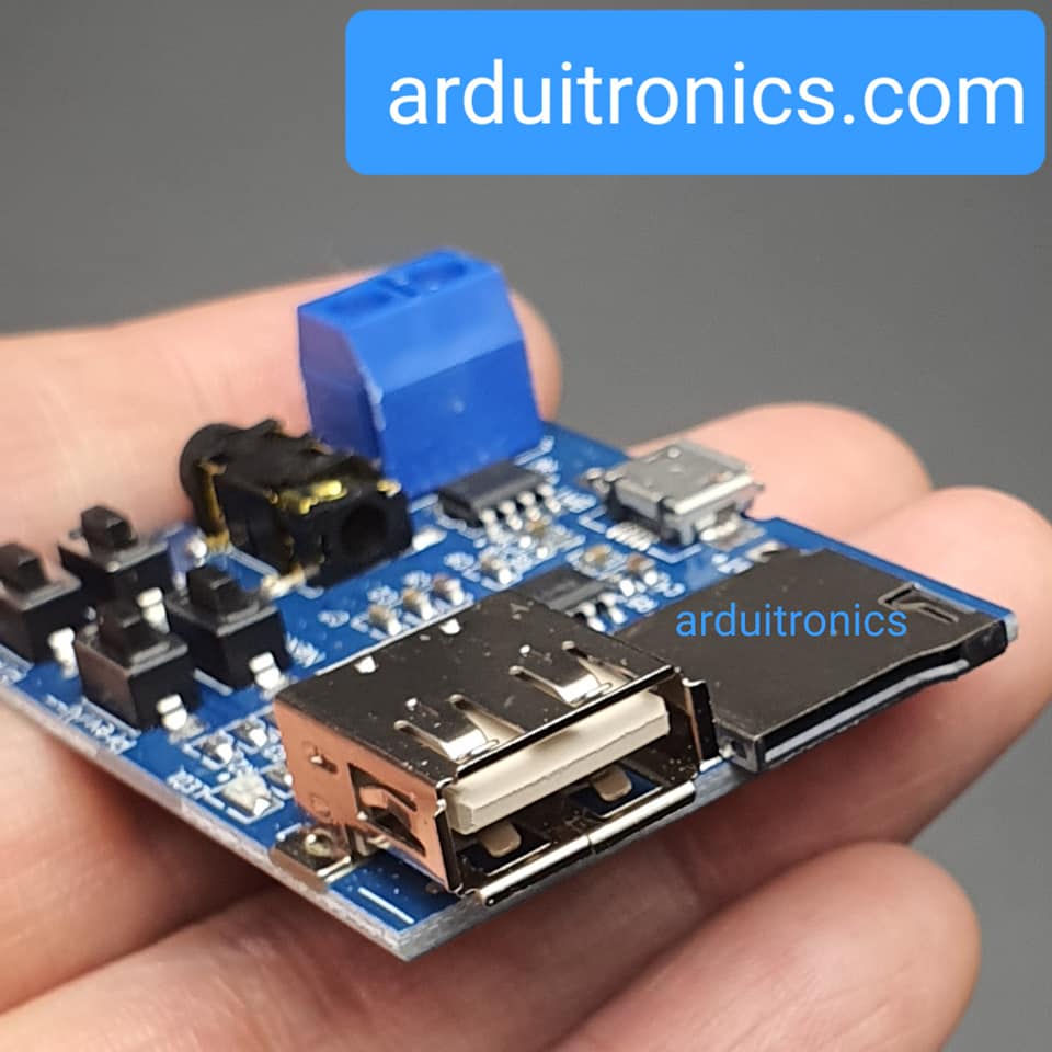 โมดูลเล่นเพลง MP3 รองรับ SD Card และ FlashDrive พร้อม Jack 3.5 ต่อกับหูฟังหรือเครื่องขยายเสียง