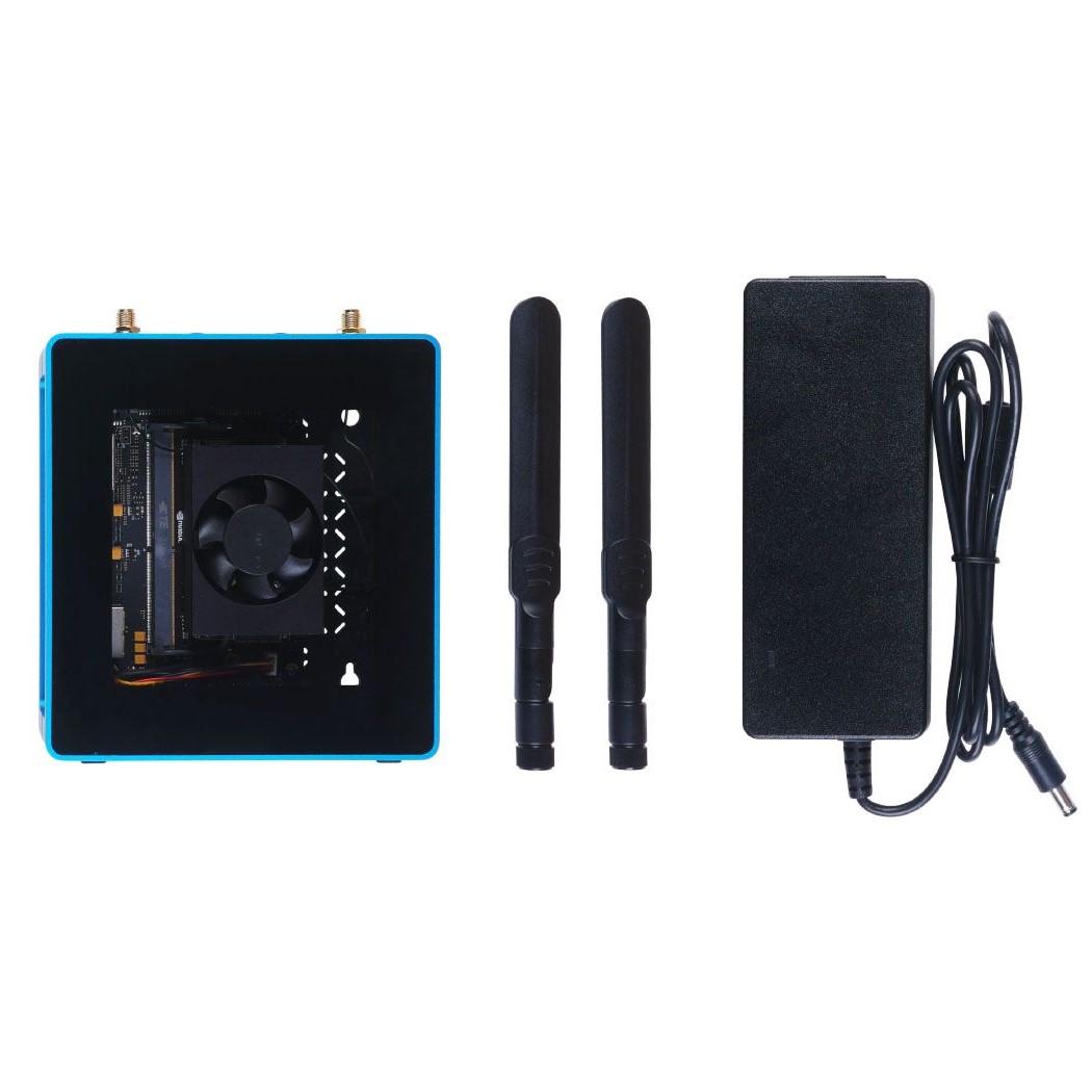 [สินค้า Pre-order] Jetson SUB Mini PC-Blue with Jetson Xavier NX Module, Aluminium Case with Cooling Fan, 128GB SSD, WiFi, Antennas and pre-installed JetPack System - Seeed Nvidia
