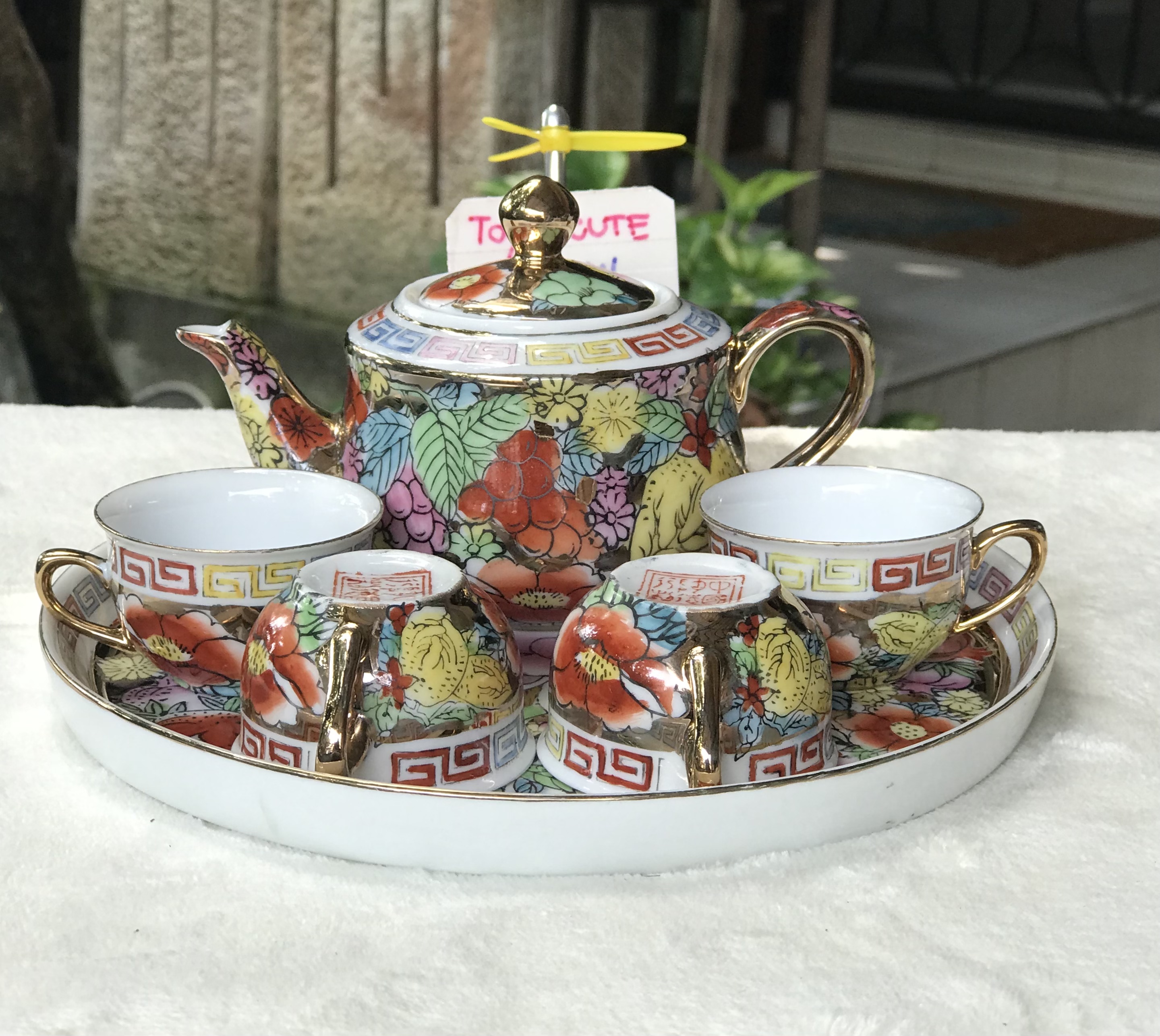 ชุดกาน้ำชาจีนโบราณ ชุดน้ำชากังใส พร้อมถ้วยน้ำชา 4 ใบ และถาด เหมาะสำหรับตั้งโชว์ ไว้ใช้เพื่อเสริมบารมี