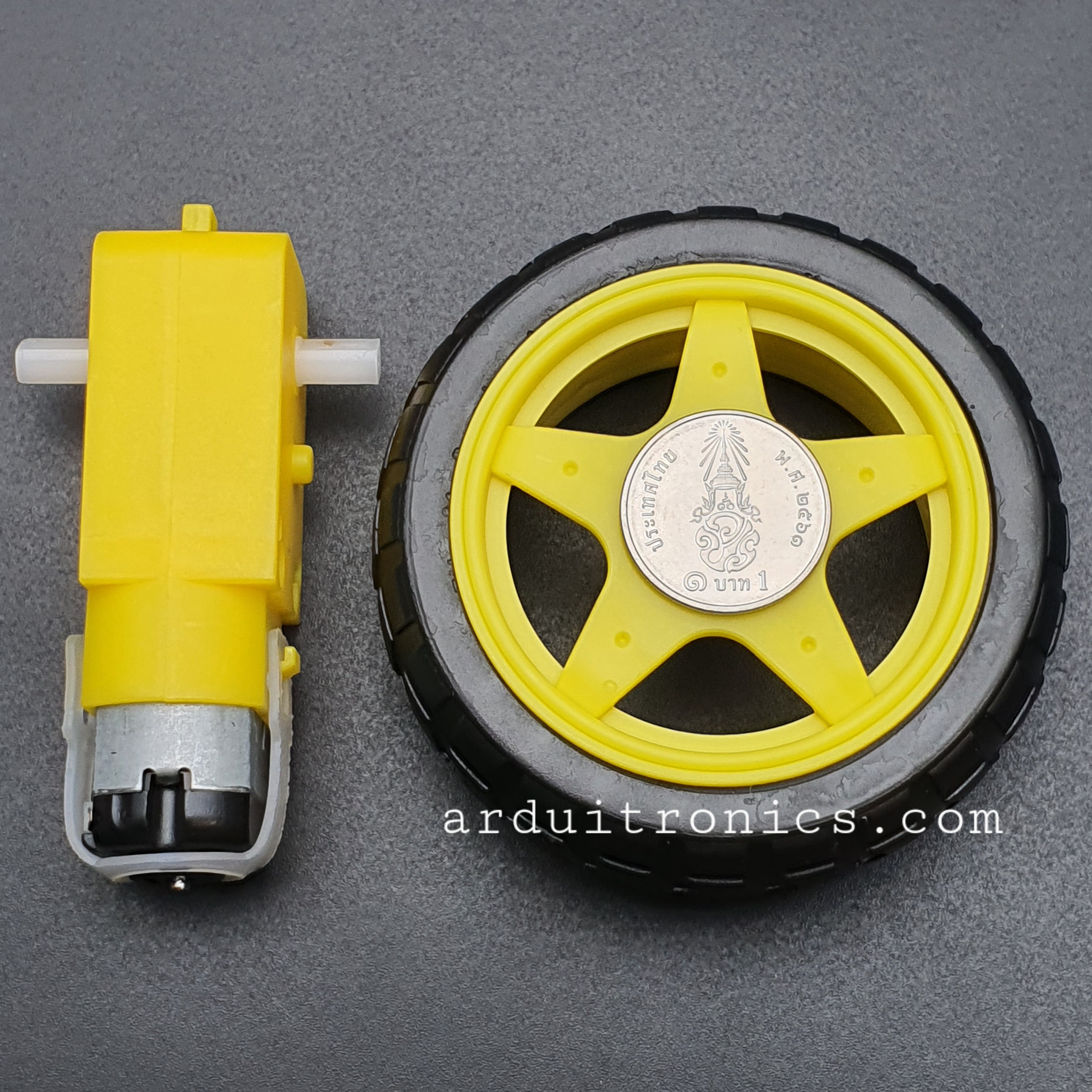 Gear Motor with Wheel Tire มอเตอร์แกนคู่พร้อมล้อ (อัตราทด 1:48)