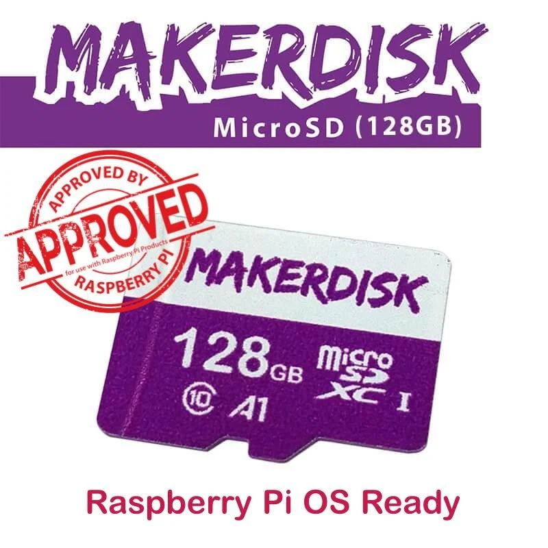 128GB Raspberry Pi Approved MakerDisk uSD with RPi OS