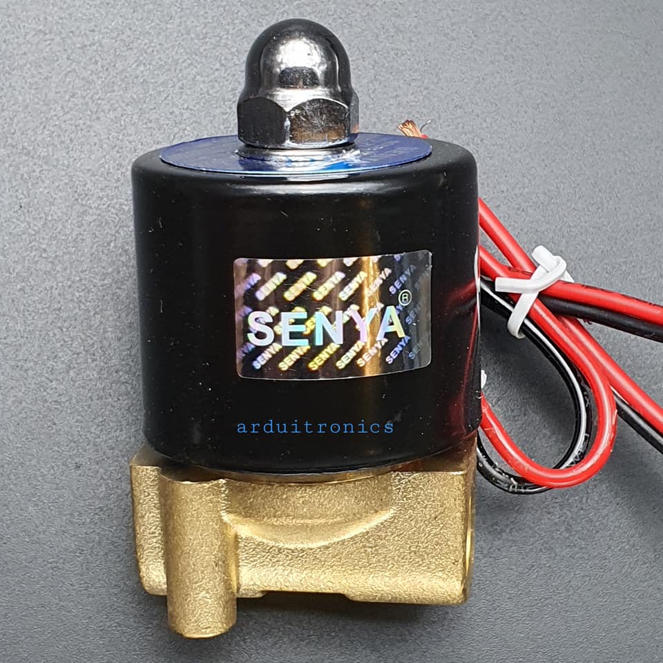โซลินอยวาล์ว ทองเหลือง (Solenoid Valve Normally Closed) 2 หุน (1/4") 12V - ยี่ห้อ Senya 2W-025-08