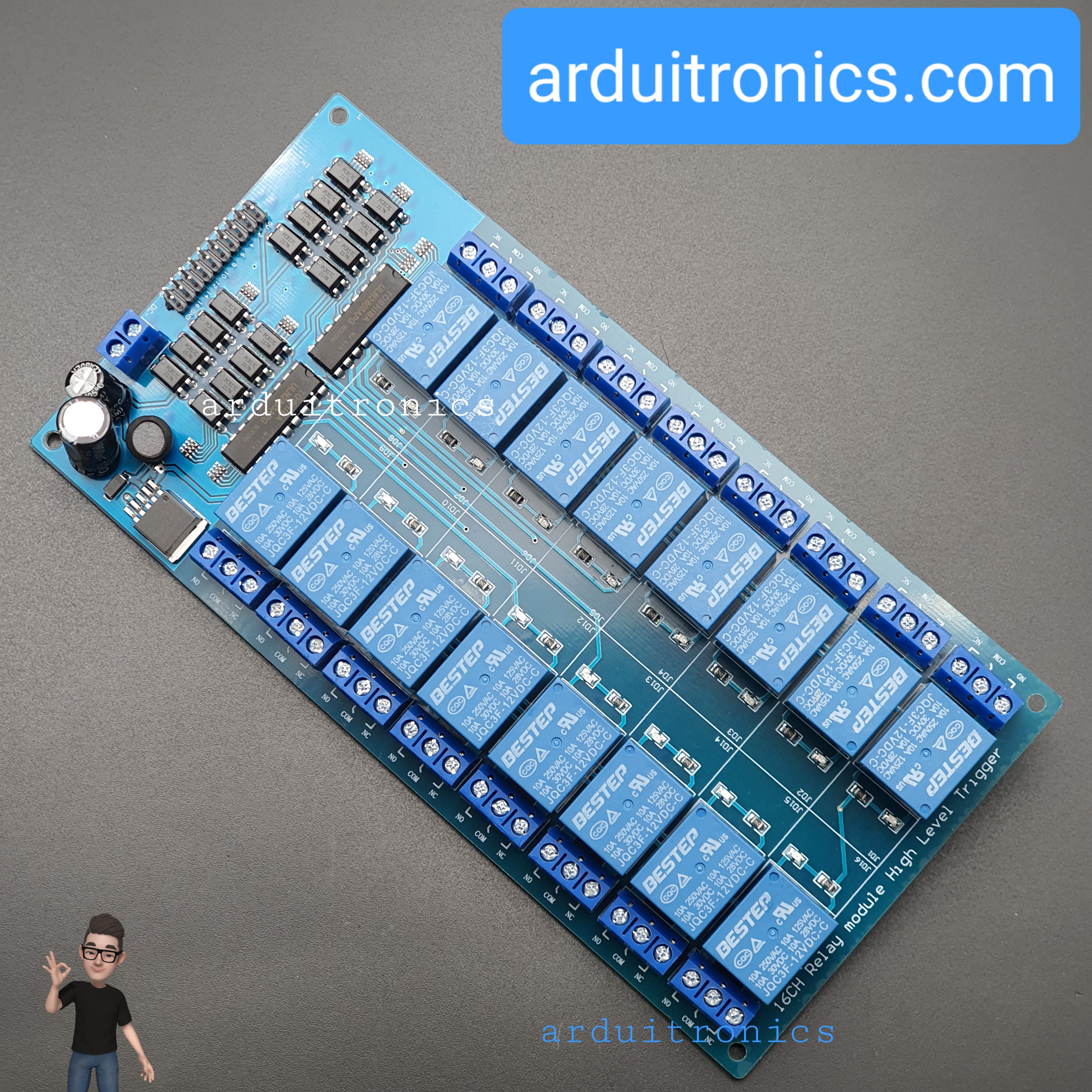 16 Channel Relay รีเลย์ 16 ช่อง (12V) High Level Trigger - หัวรีเลย์ยี่ห้อ BESTEP
