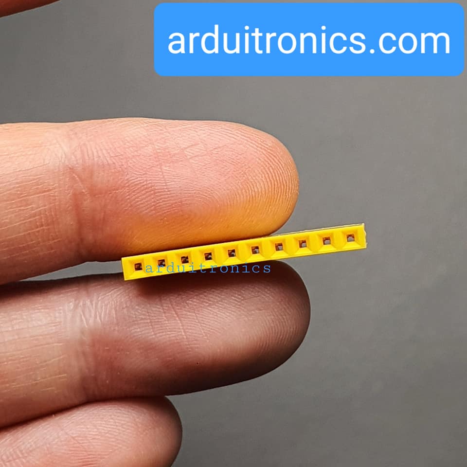 [Yellow] 1x10 Pin Single Row Female Header 2.54mm Pitch Straight Pin Square (จำนวน 1 ชิ้น)