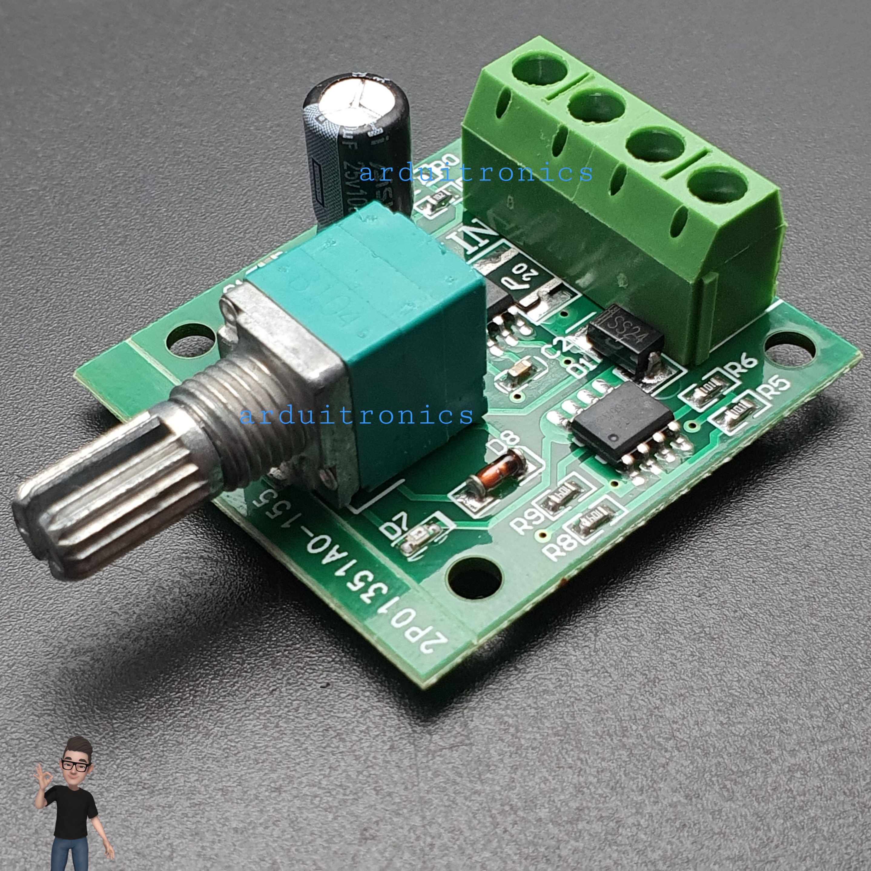 โมดูลขับมอเตอร์ ควบคุมความเร็ว DC Motor Speed Controller PWM 1803BK 1.8-12V กระแสสูงสุด 2A