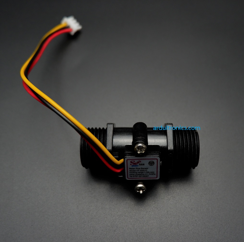 Water Flow Sensor 1-30L/min แรงดันไม่เกิน 1.75MPa ขนาดท่อ 1/4” (YF-S201C) สีดำ