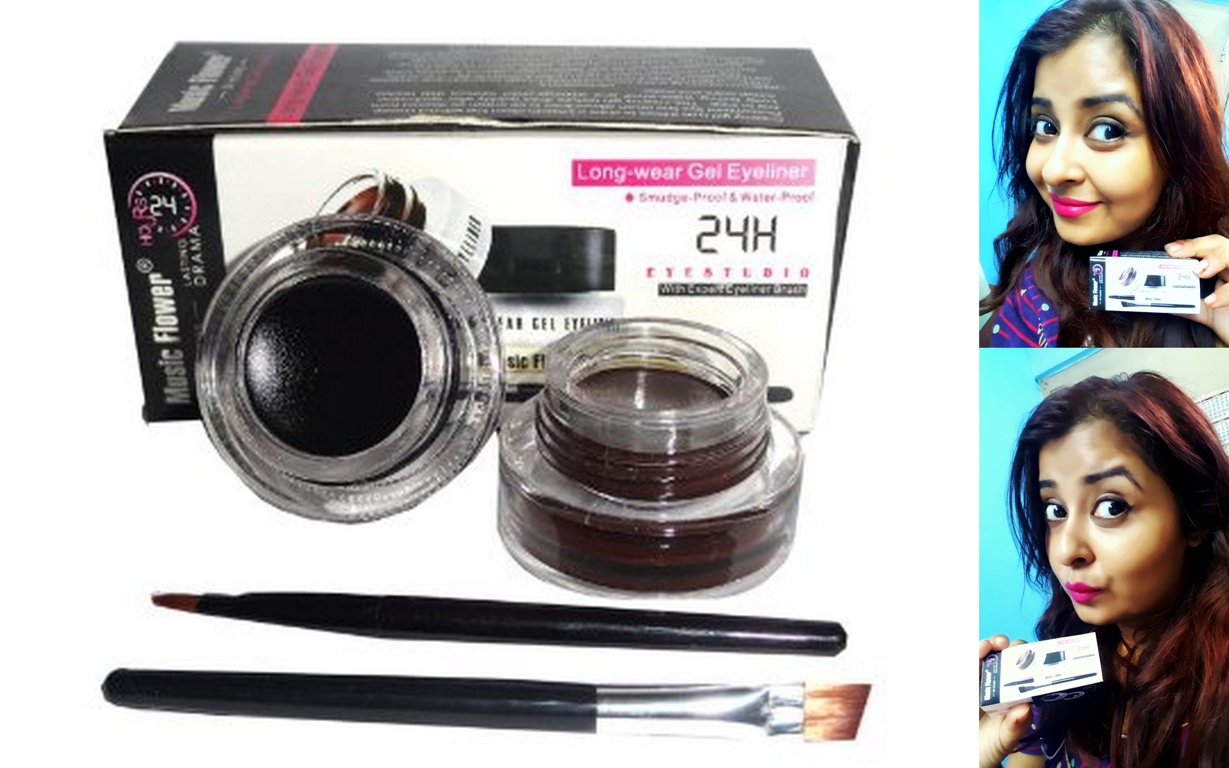 Music flower 24H Lasting Waterproof Eyebrow and Eyeliner Cream มิวสิคฟลาวเวอร์ เขียนคิ้ว + มาสคาร่า กันน้ำ 24 ชม.