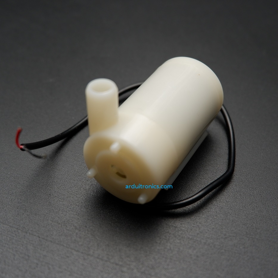 Mini DC Water Pump (DC 3V-5V) ปั๊มน้ำ สายไฟปลายเปลือย ขนาดเล็ก 3-5V สีขาว แนวนอน
