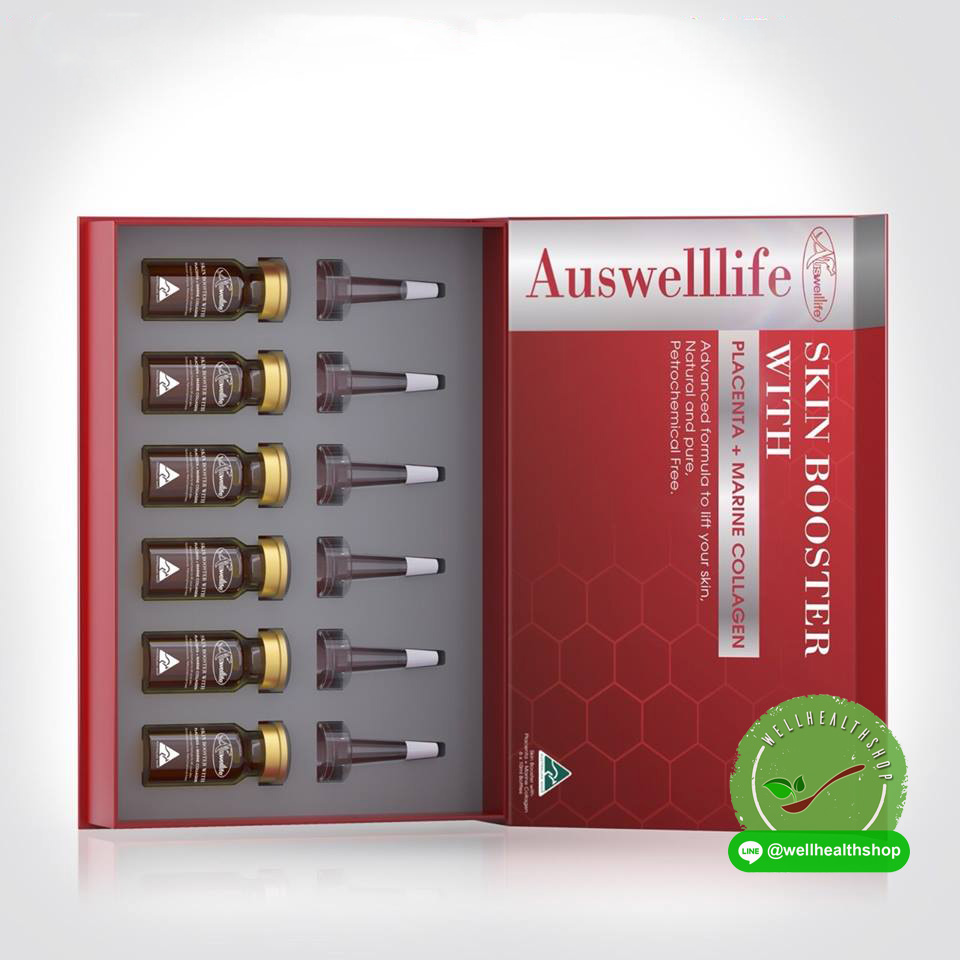 Auswelllife Skin Booster With Placenta + Marine Collagen ออสเวลไลฟ์ สกิน บูสเตอร์ วิท พลาเซนต้า+มารีน คอลลาเจน ส่งฟรีEMS