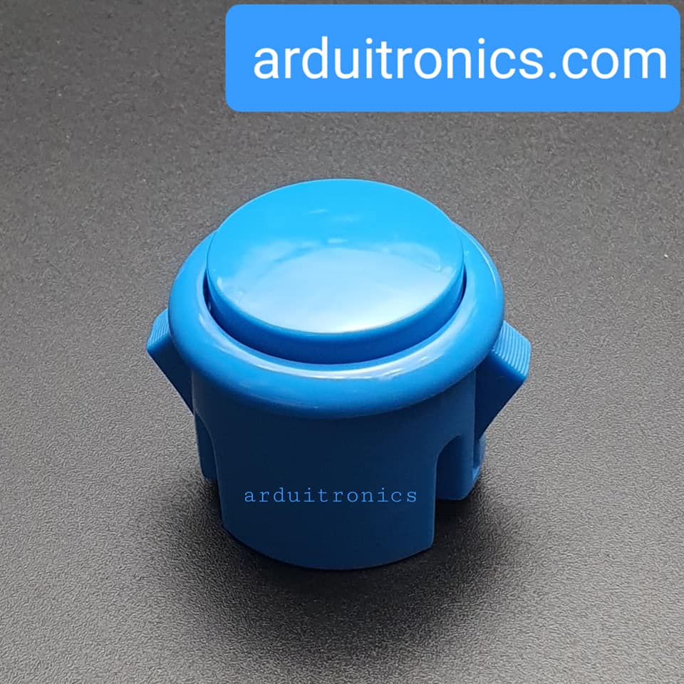 Arcade Button Blue (สีฟ้า แบบฐานสูง) ปุ่มกดตู้เกม สวิตช์ปุ่มกดติดปล่อยดับ สีฟ้า