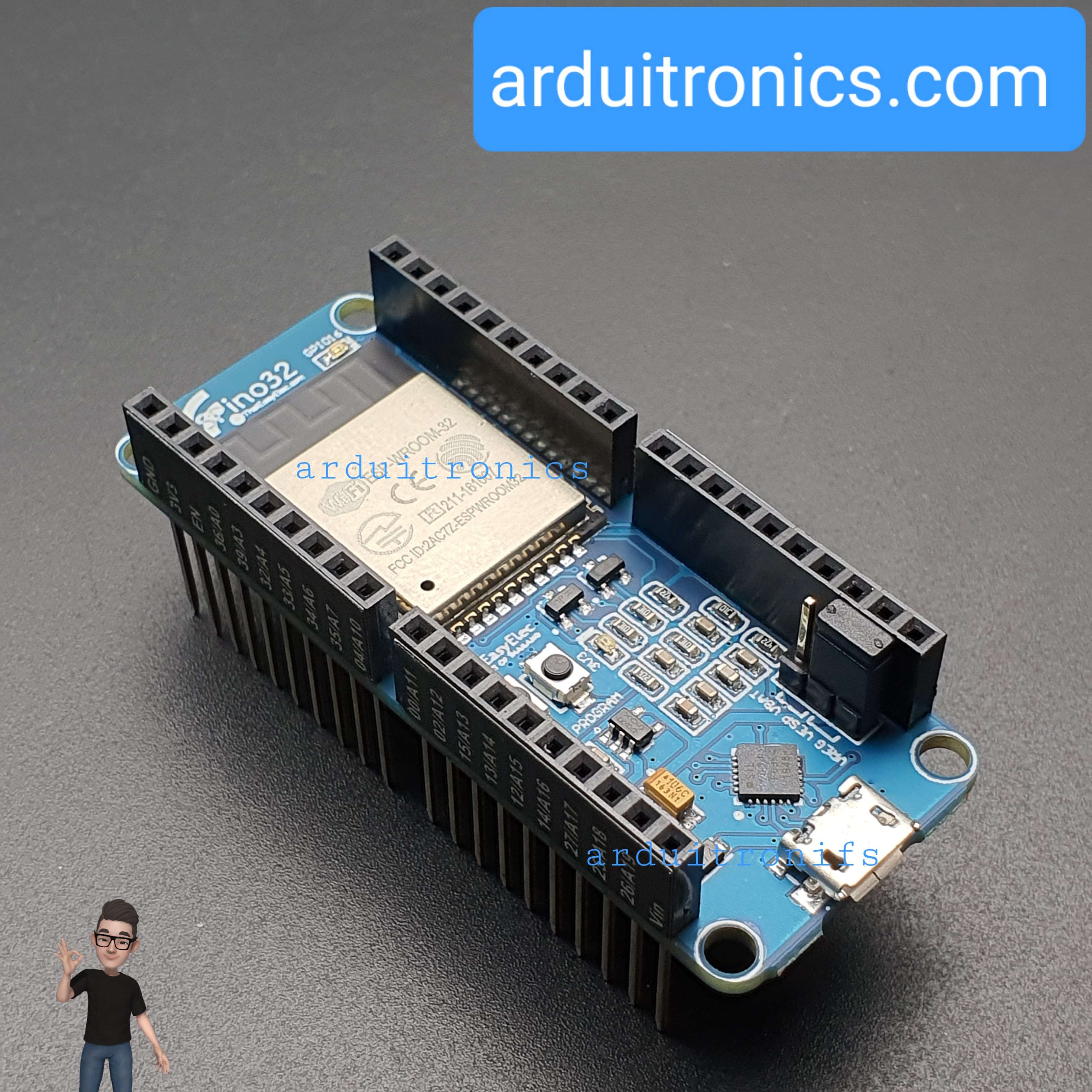 ESPino32 Wifi BLE Development Board (บัดกรีขา Pin Header แล้ว)