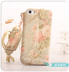 พร้อมส่ง เคสโทรศัพท์มือถือแบบห้อยคอพร้อมทีก็เก็บสายหูฟัง ลาย Vintage Paris หอไอเฟลกะดอกไม้ สำหรับ iPhone 4 /4s