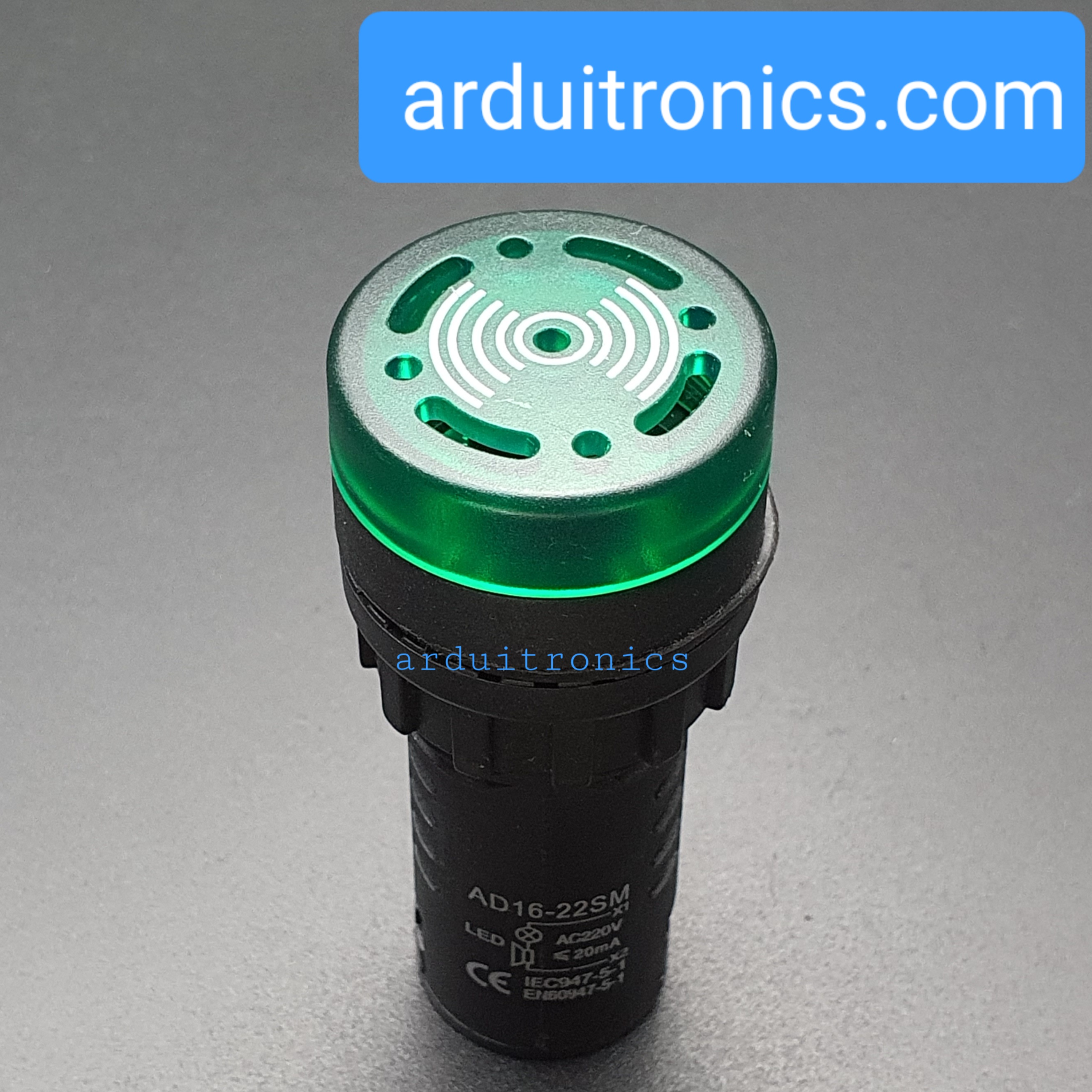 ไฟสีเขียว Buzzer LED Alert 24V เสียงและแสงสัญญาณเตือนภัย ออดไฟฟ้า 22mm