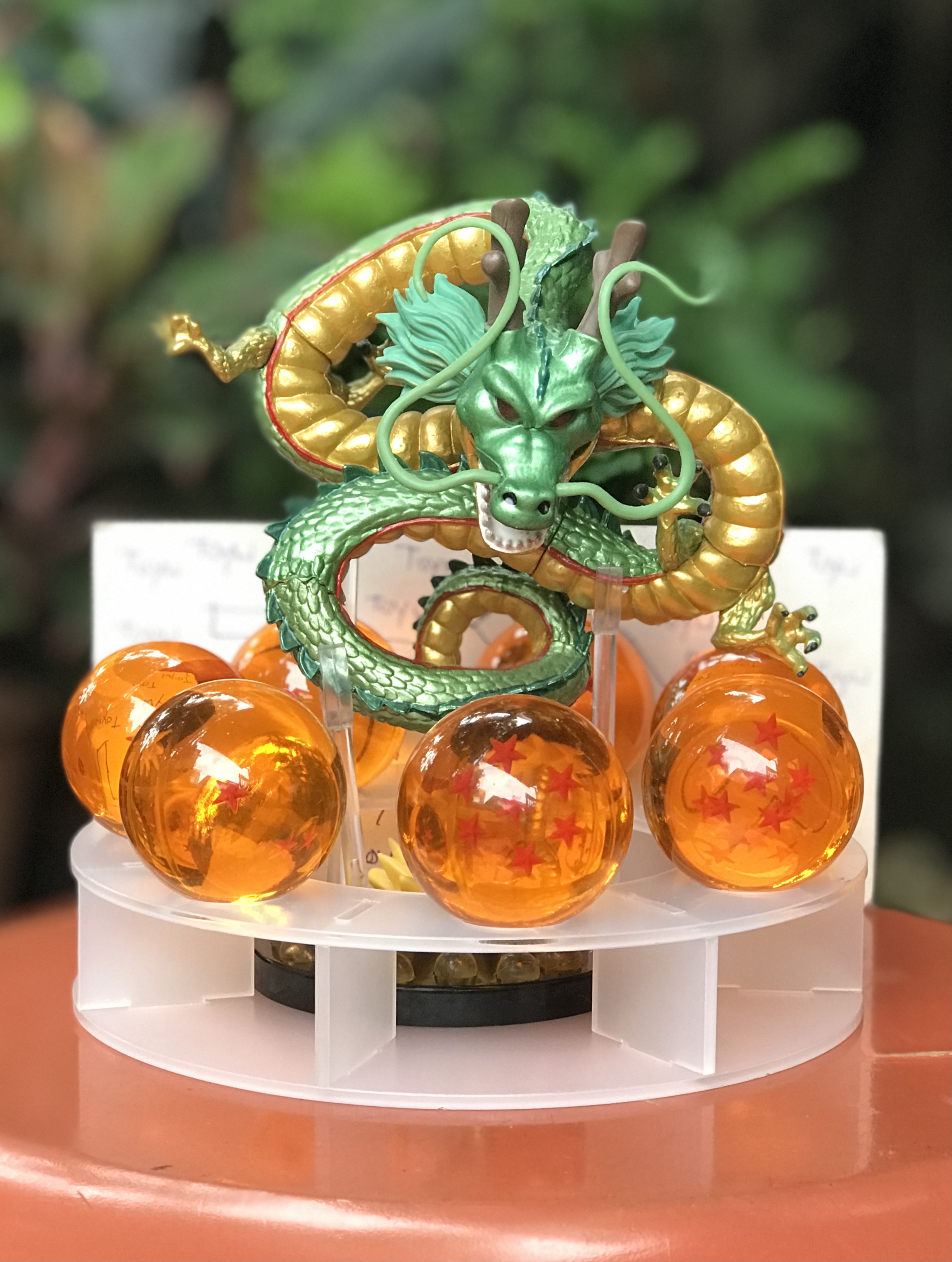 โมเดลเทพเจ้ามังกรสีเขียว Dragonball พร้อมลูกแก้วดราก้อนบอล 7 ลูก Crystal Ball ขนาด 4.3 cm. และแท่นวาง