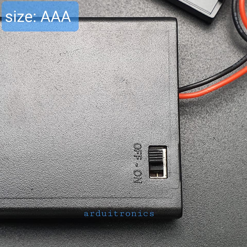 Battery Box รางถ่าน 4 ก้อน AAA 6V (ก้อนละ 1.5V) แบบมีฝาปิด และมีสวิทช์เปิดปิด