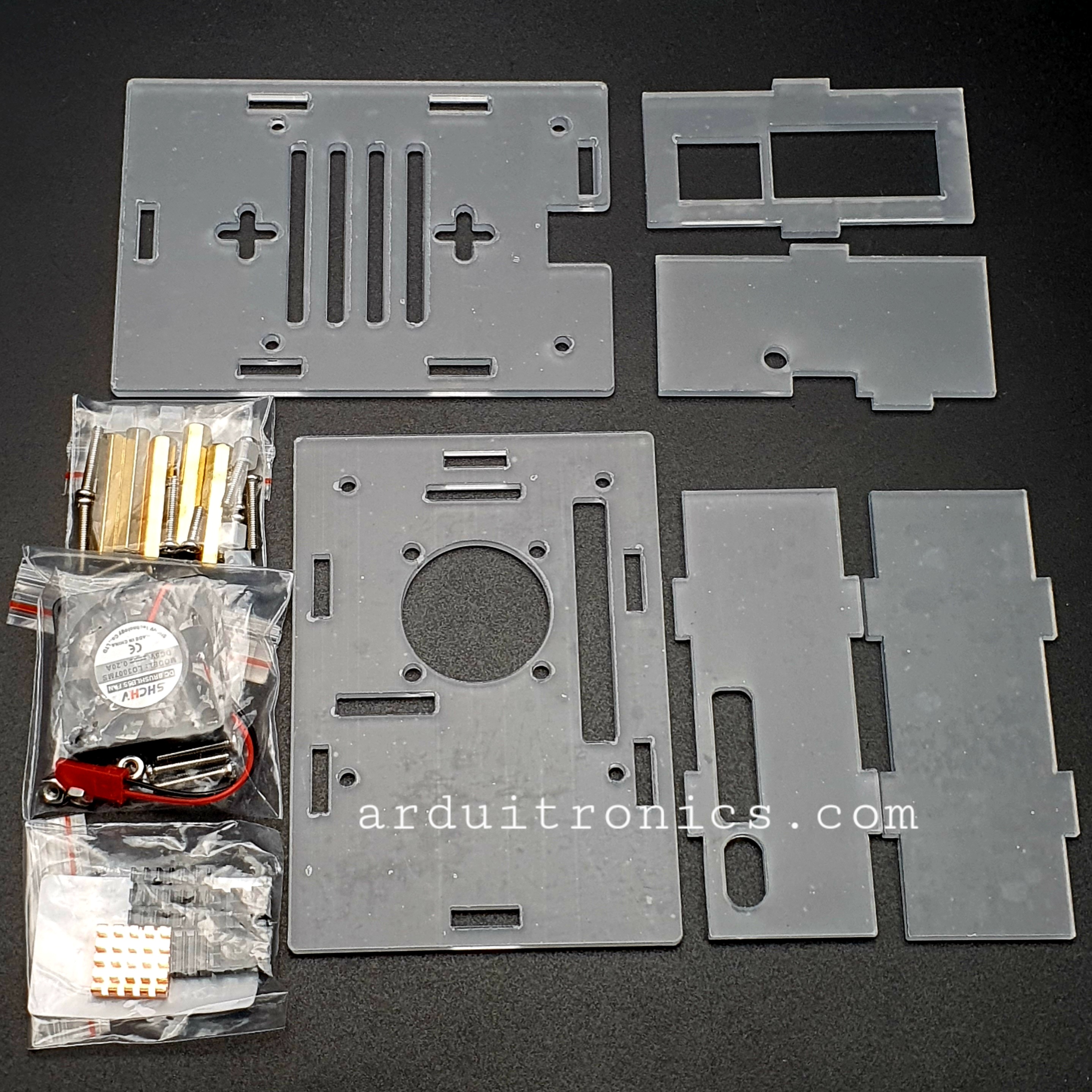 Raspberry Pi 5 Acrylic Case สีใส + cooling fan + copper-aluminum heat sink