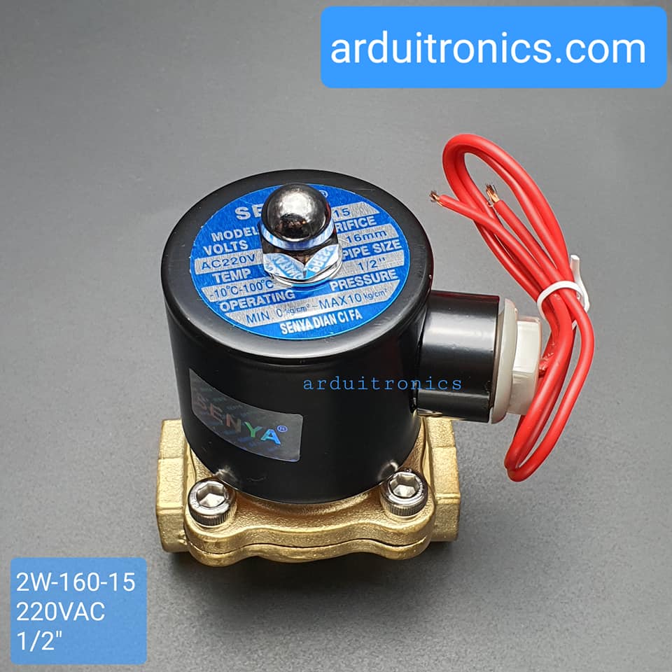 โซลินอยวาล์ว ทองเหลือง (Solenoid Valve Normally Closed) 4 หุน (1/2") 220VAC - ยี่ห้อ Senya 2W-160-15