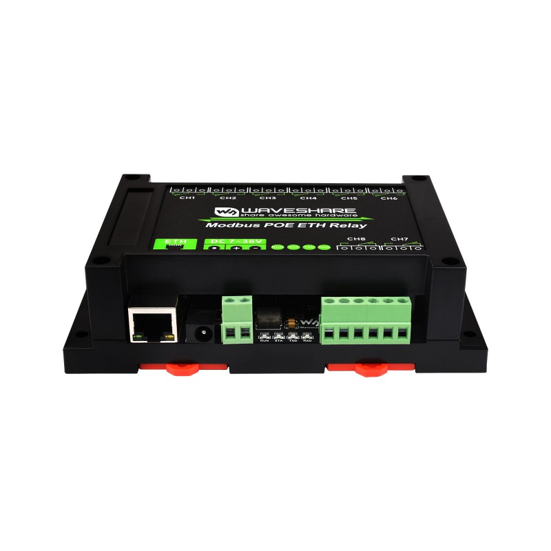 8-ch Ethernet Relay Module, Modbus RTU/Modbus TCP Protocol, PoE port Communication, With Various Isolation And Protection Circuits (ของแท้จาก Waveshare)
