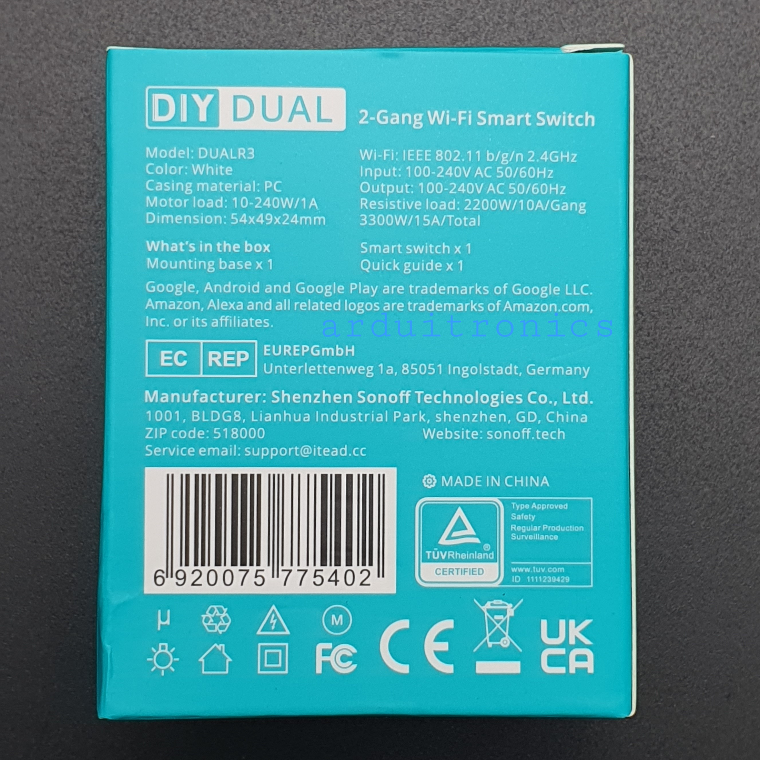 Sonoff Dual R3 WiFi Smart Switch เปิด-ปิด ผ่าน WiFi ด้วยสมาร์ทโฟน (2 Channel)