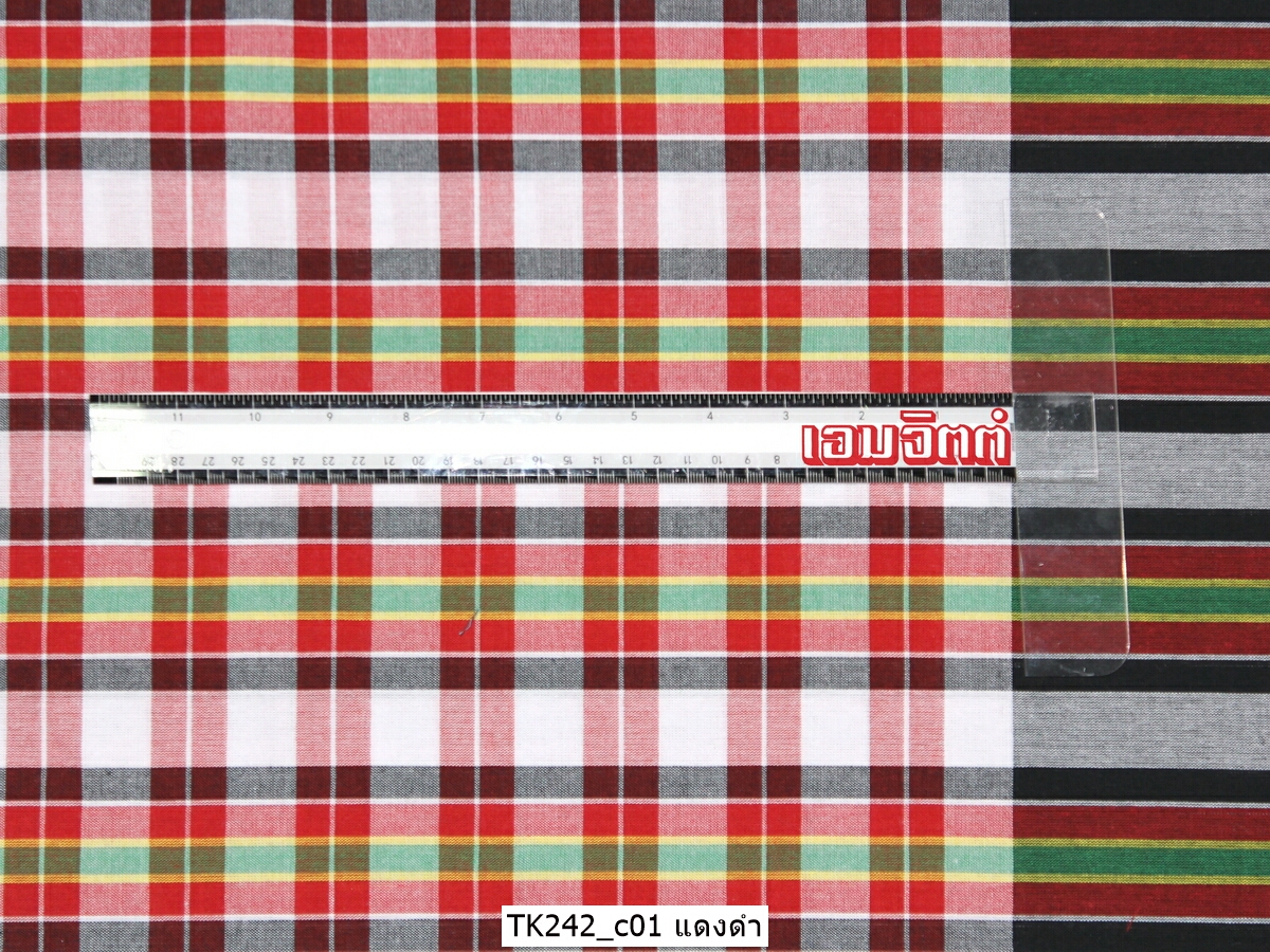 [2ม.] ผ้าขาวม้า TK242 แดงดำ
