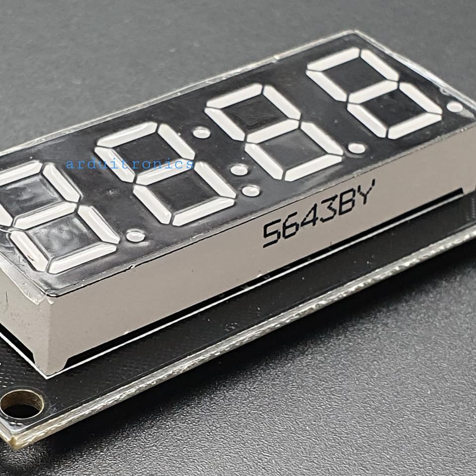 โมดูลแสดงค่าตัวเลข 4 หลัก สีเหลือง 7 Segment 4 Digit TM1637 Module Size 0.56" (5643BY Common Anode)