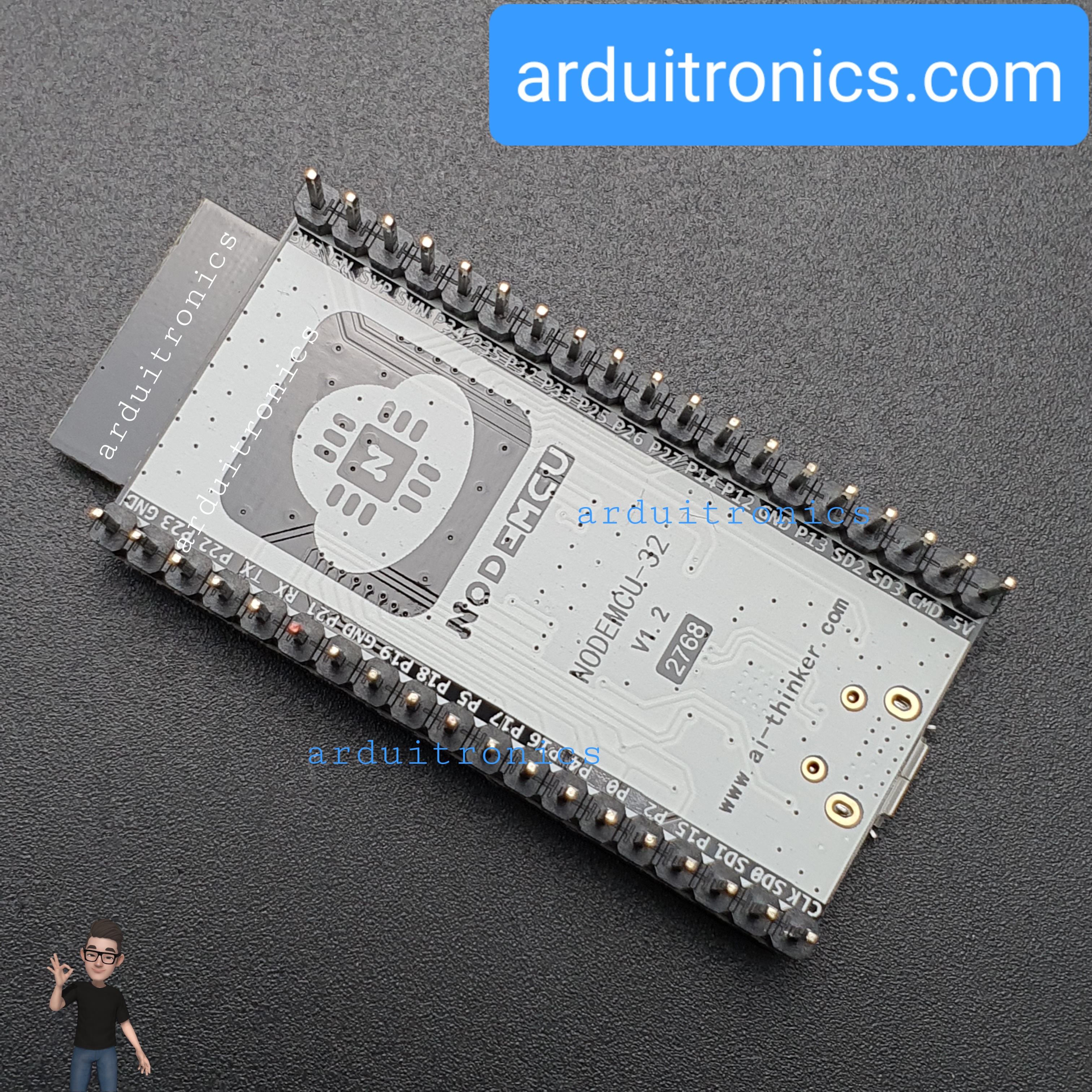 NodeMCU ESP-32S (WiFi + Bluetooth) มีช่องสำหรับใส่หัวต่อเสาอากาศแบบ IPEX 38 pin