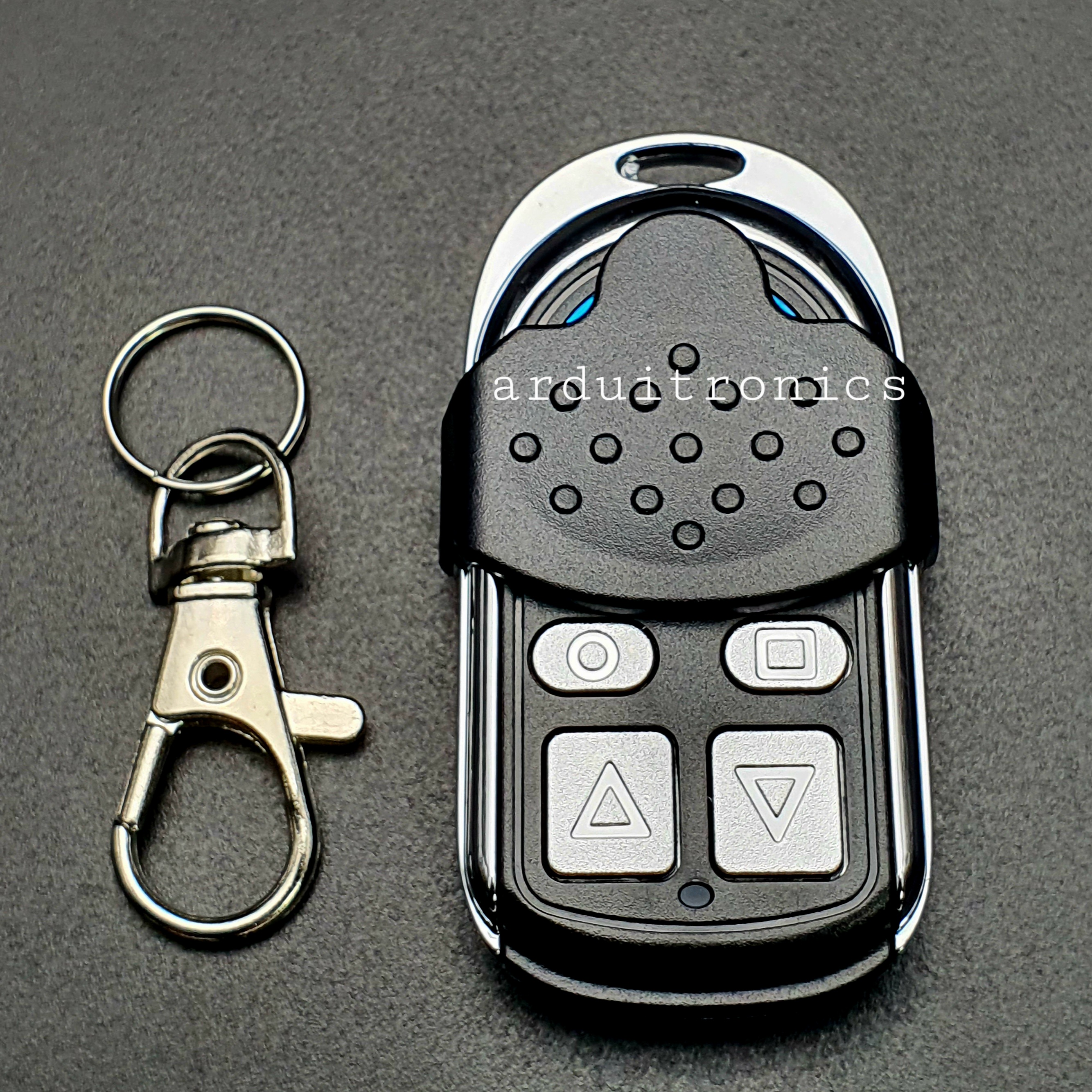 Remote RF 315 MHz ปุ่ม ขึ้น/ลง (กรอบโลหะ สีดำ-เงิน)