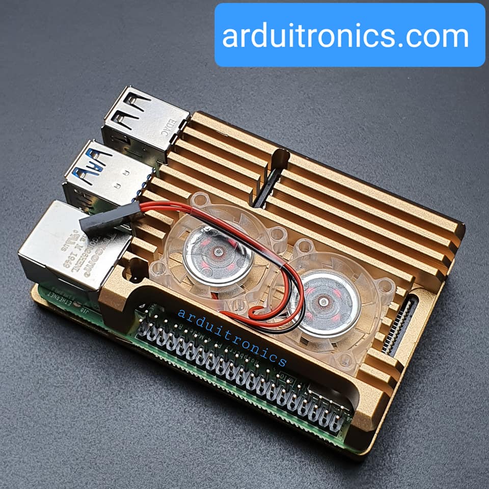 Aluminium Case for Raspberry Pi 4 with Dual Fan (Gold) แบบที่ 1